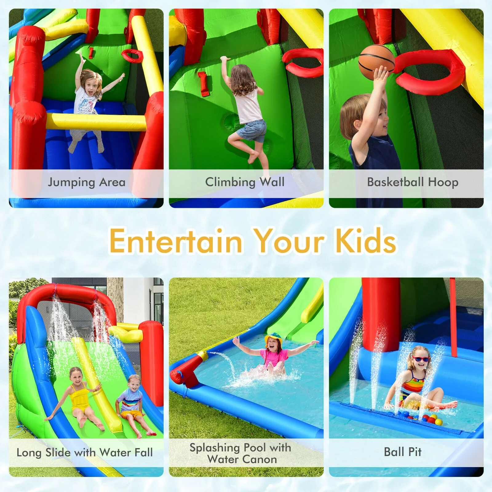 Inflatable Water Slide with Ocean Balls for Kids without Blower - Image 8