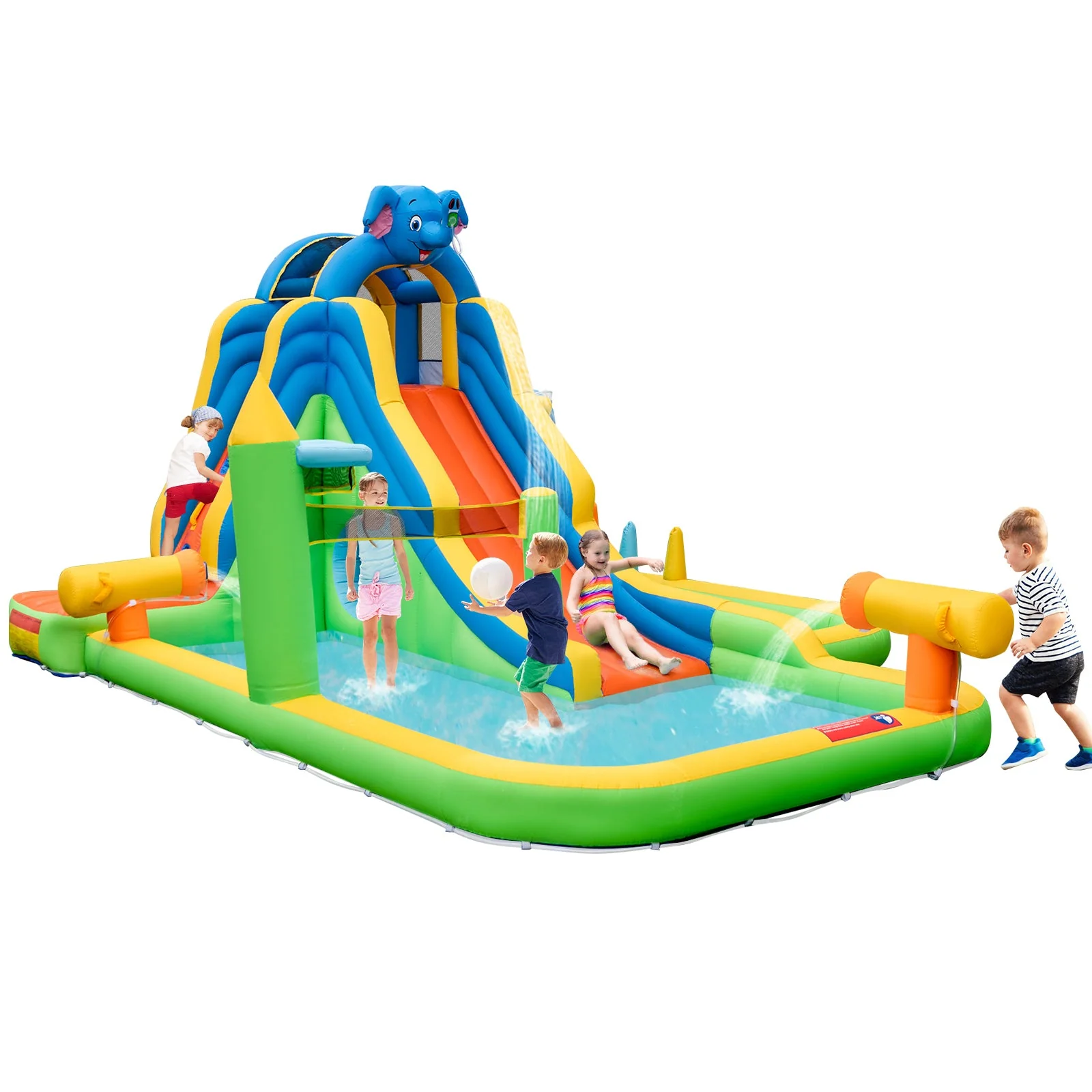Inflatable Water Slide with Splash Pool and Climbing Wall for Oudoor Indoor without Blower - Image 2