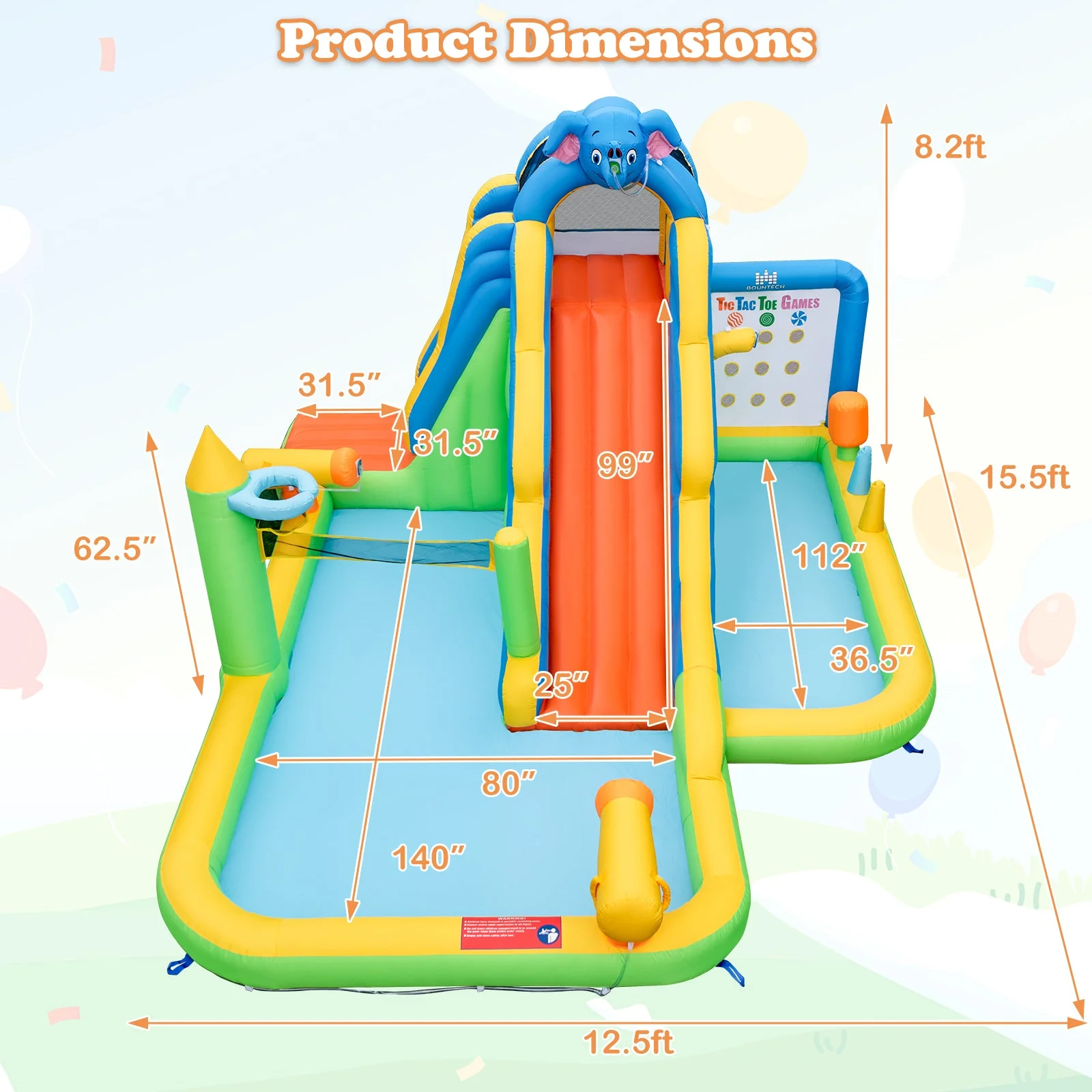Inflatable Water Slide with Splash Pool and Climbing Wall for Oudoor Indoor without Blower - Image 3