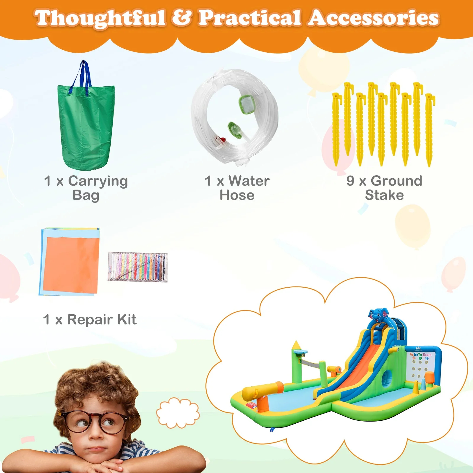 Inflatable Water Slide with Splash Pool and Climbing Wall for Oudoor Indoor without Blower - Image 8