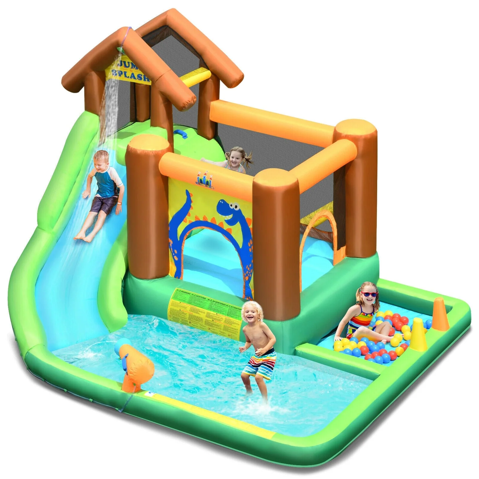 Inflatable Waterslide Bounce House Climbing Wall without Blower - Image 3