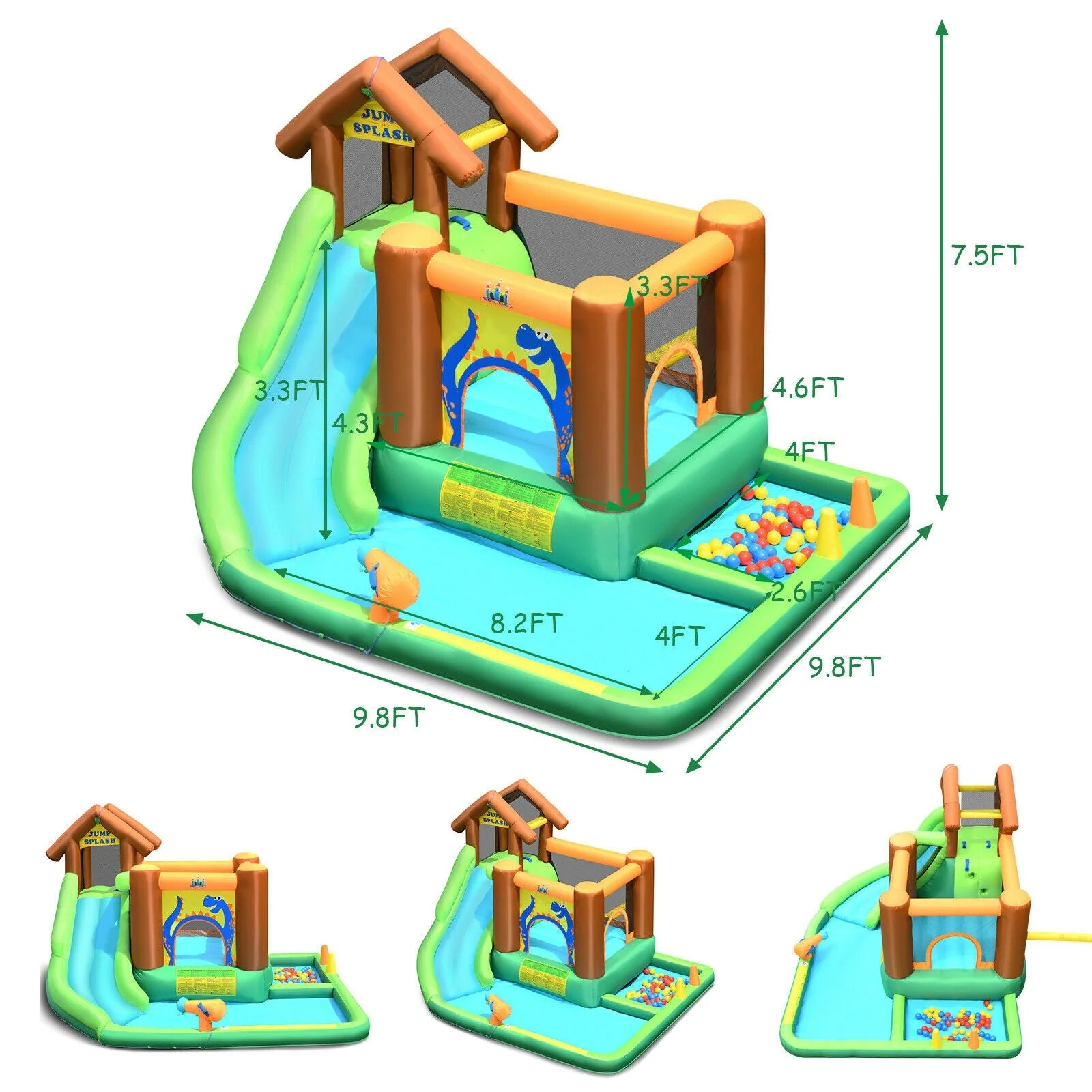 Inflatable Waterslide Bounce House Climbing Wall without Blower - Image 4
