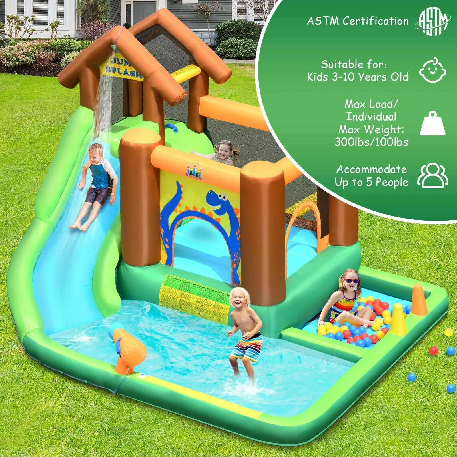 Inflatable Waterslide Bounce House Climbing Wall without Blower - Image 7