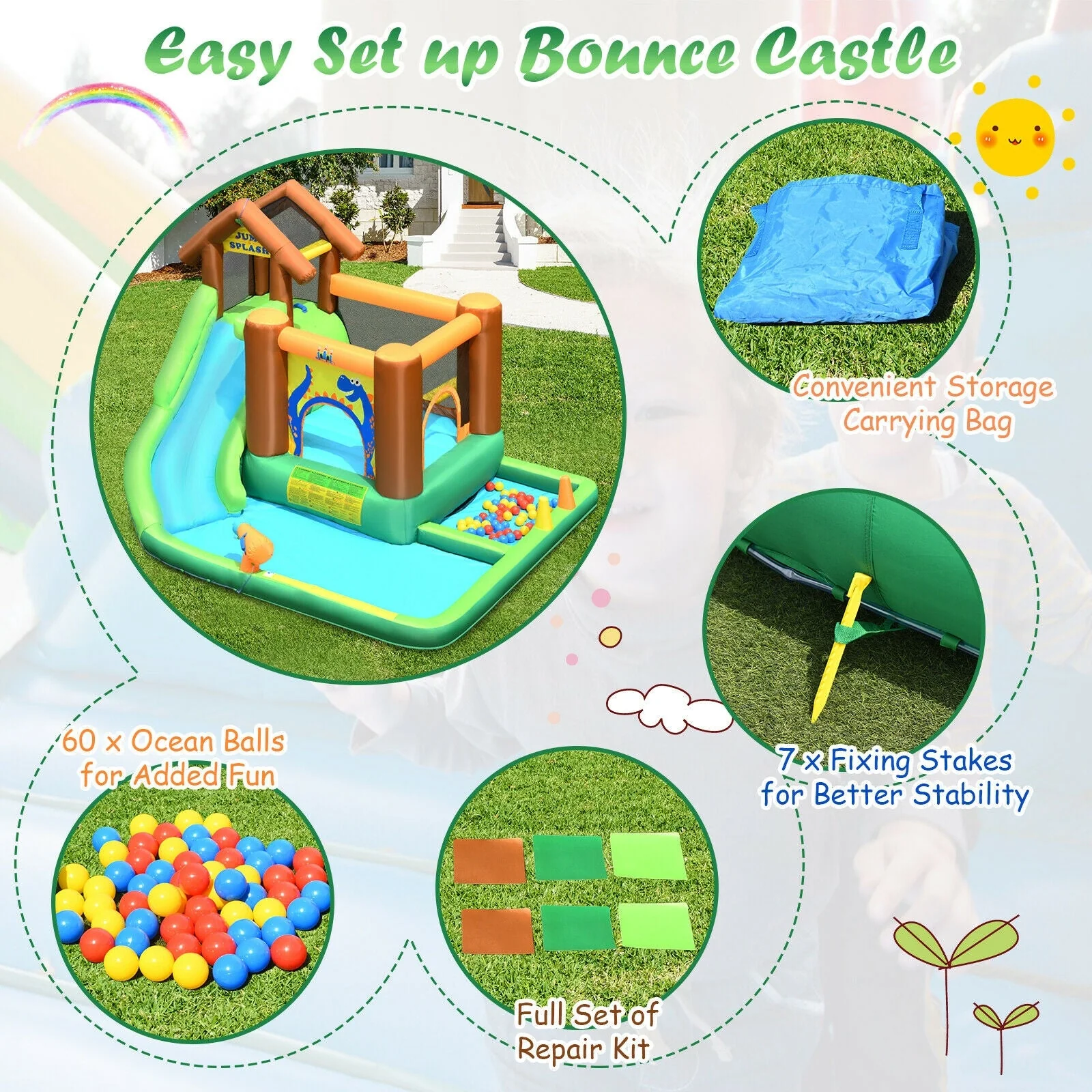 Inflatable Waterslide Bounce House Climbing Wall without Blower - Image 8