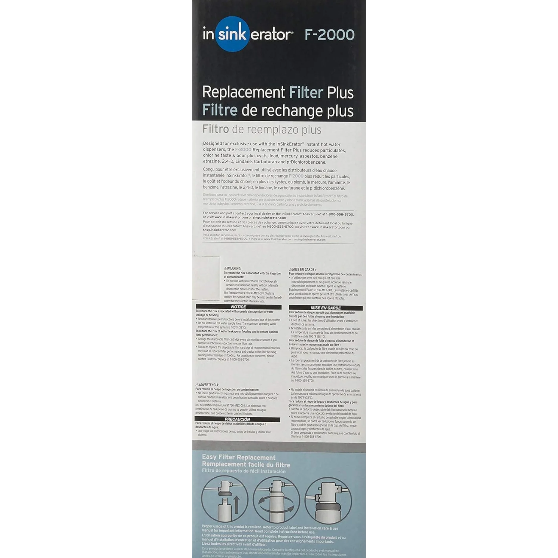 InSinkErator F-2000 Replacement Water Filter Cartridge - Image 4