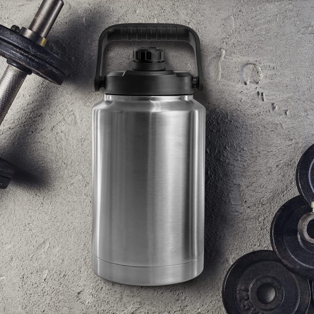 Insulated 1 Gallon Water Bottle with Sleeve - Stainless Steel Wide Mouth Growler with Tactical Carrying Bag - Insulation for Hot/Cold Drinks (128oz) - Image 4