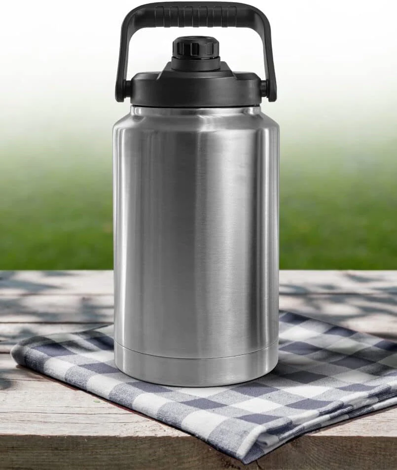 Insulated 1 Gallon Water Bottle with Sleeve - Stainless Steel Wide Mouth Growler with Tactical Carrying Bag - Insulation for Hot/Cold Drinks (128oz) - Image 6