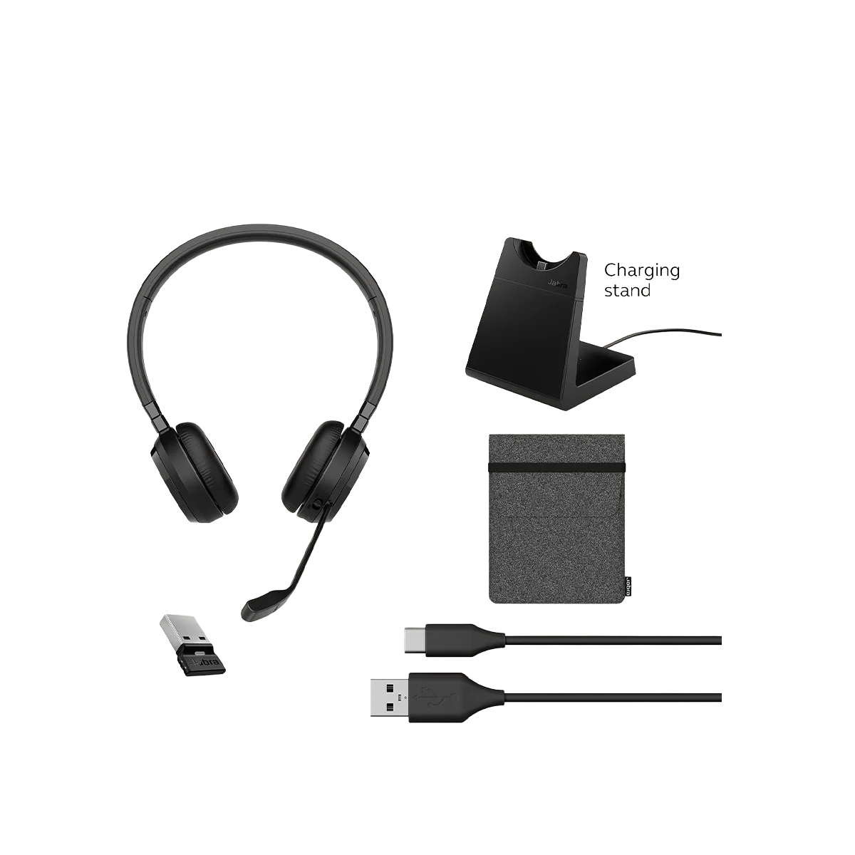 Jabra Evolve 65 TE Wireless Single-Ear Headset with Charging Stand– Black - Image 3