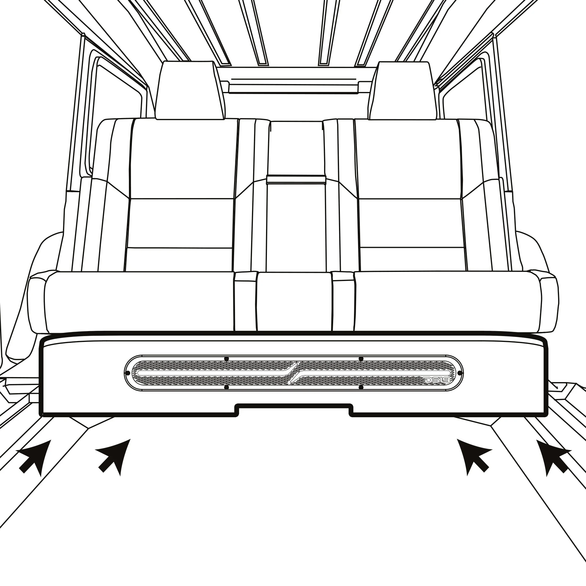 Jeep JT Gladiator Loaded Under Rear Seat Subwoofer Enclosure with 4 X 8" ZR8.2D, Leather Wrapped and Digital LED Lights | 1800 Watts RMS @ 1-Ohm - Image 2