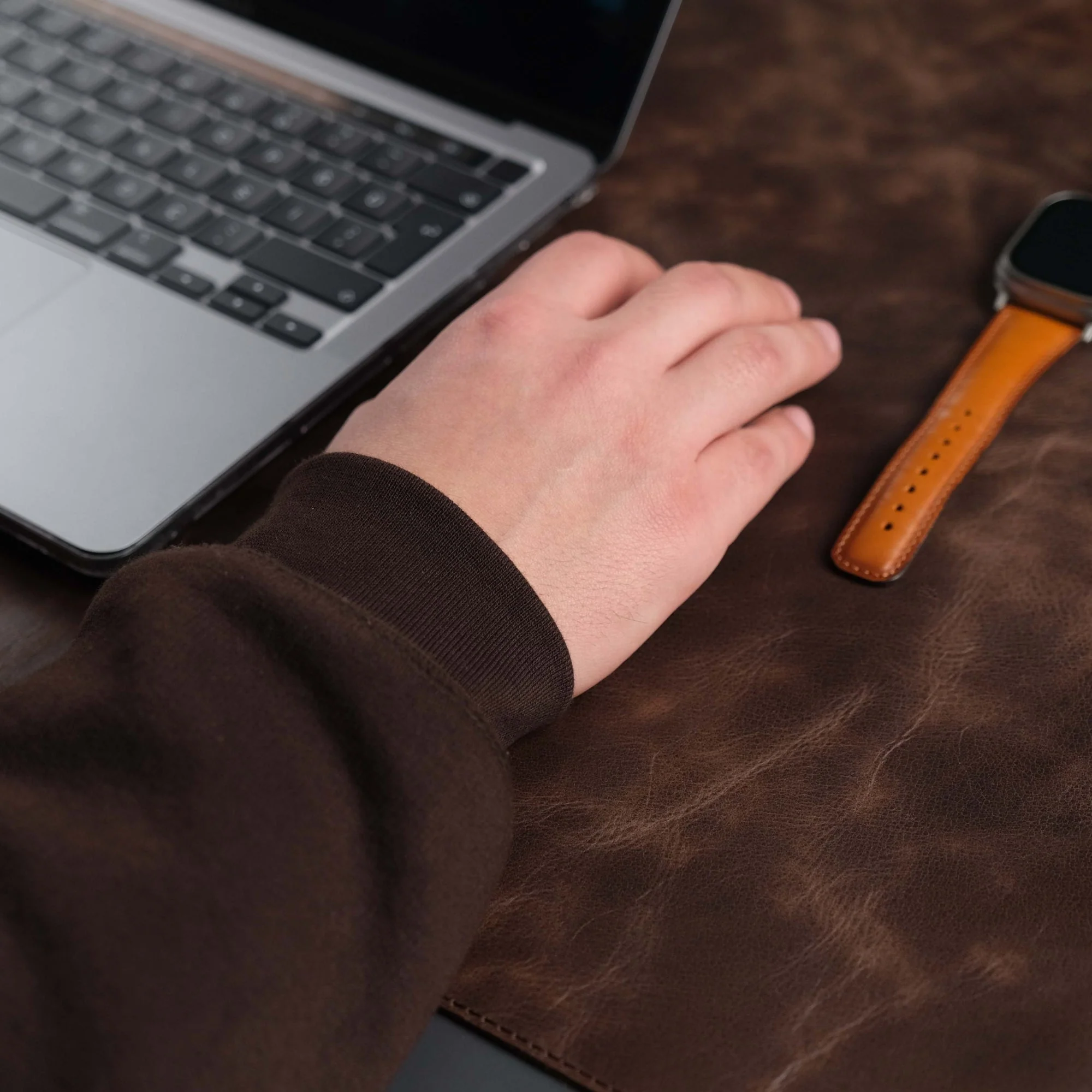Jersey Dark Brown Leather Desk Pad for Office and Home - Image 7