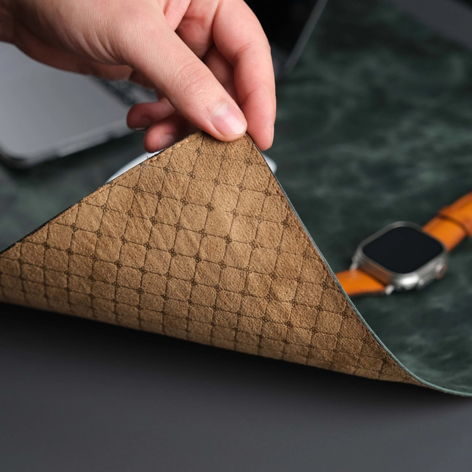 Jersey Dark Green Leather Desk Pad for Office and Home - Image 3
