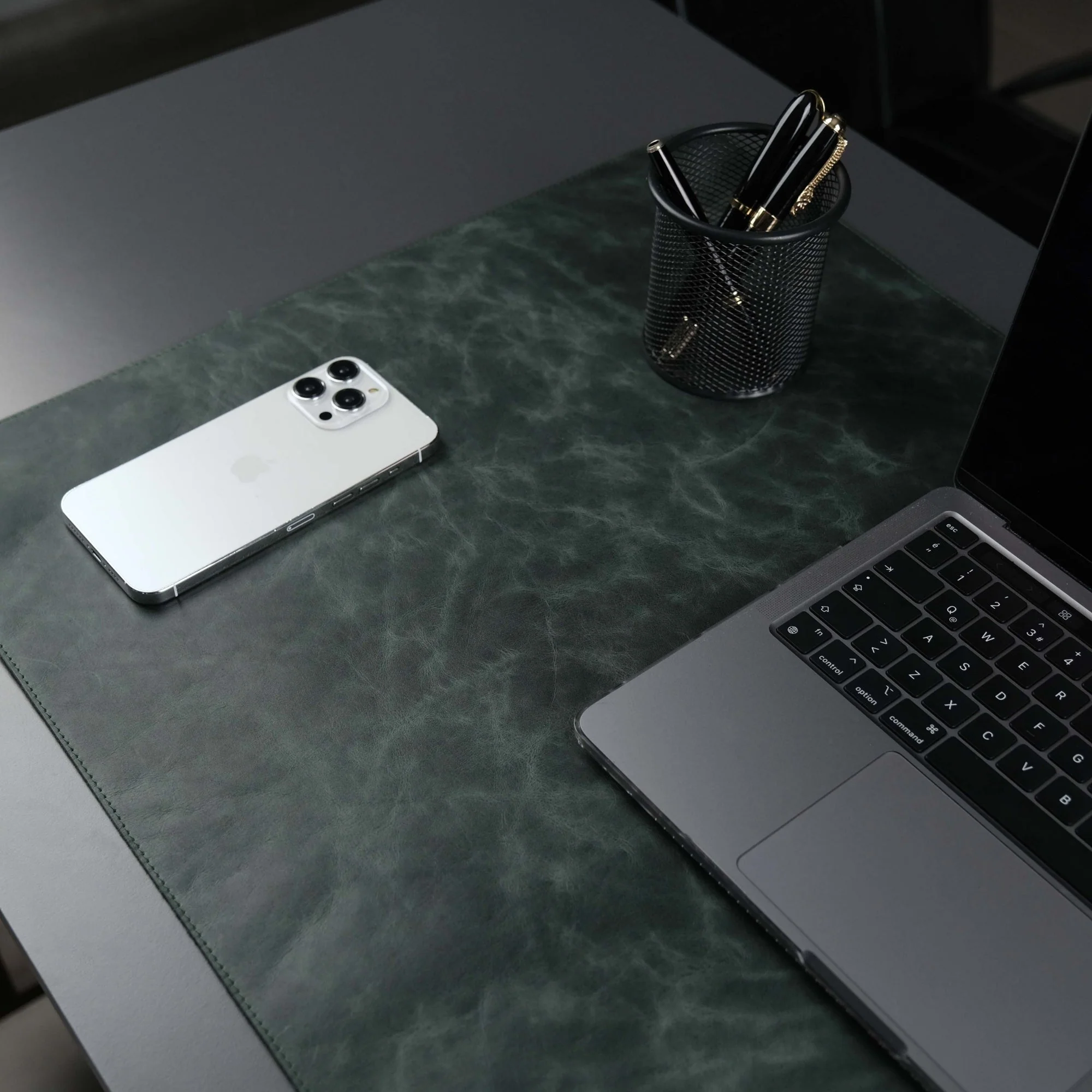 Jersey Dark Green Leather Desk Pad for Office and Home - Image 4