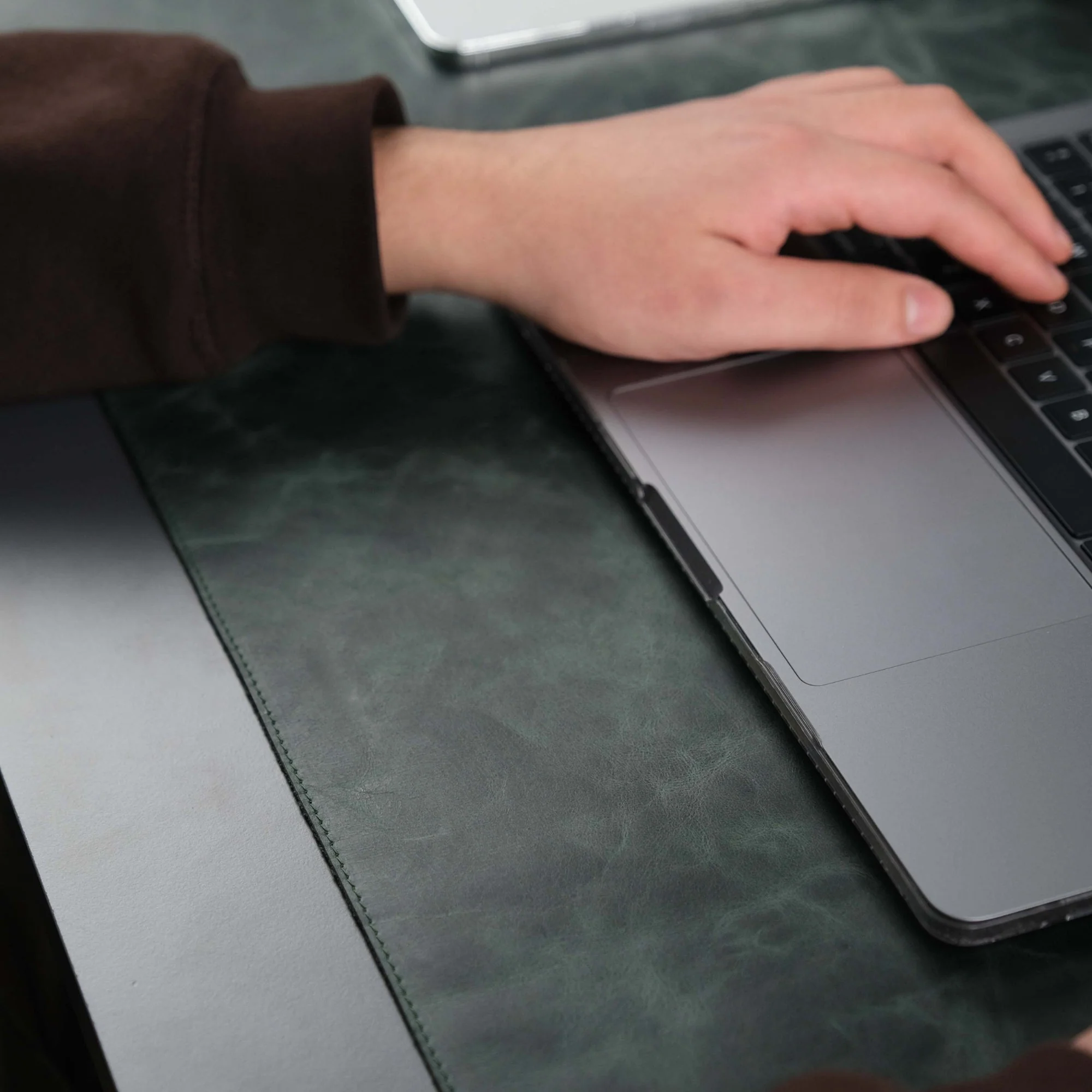 Jersey Dark Green Leather Desk Pad for Office and Home - Image 6