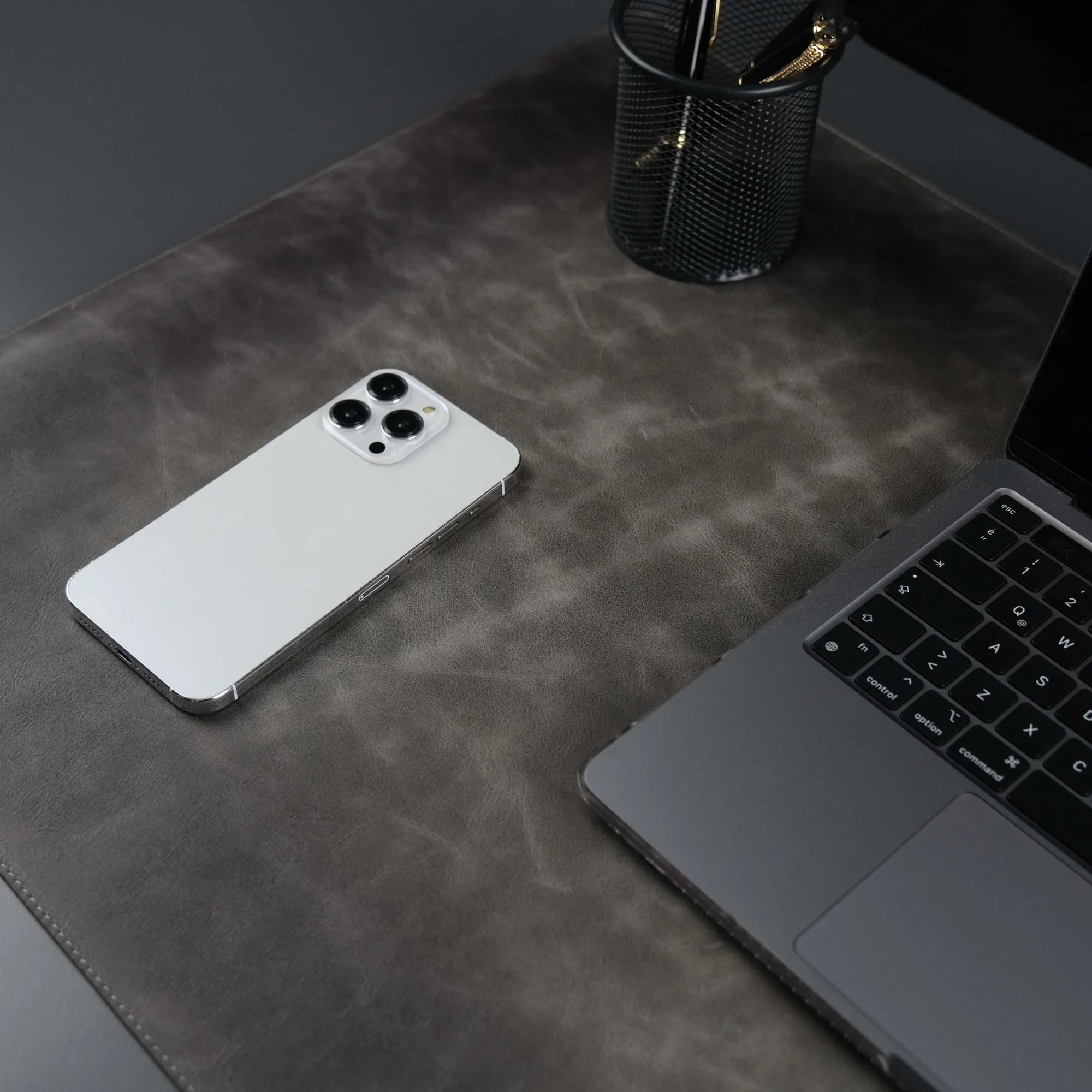 Jersey Grey Leather Desk Pad for Office and Home - Image 4