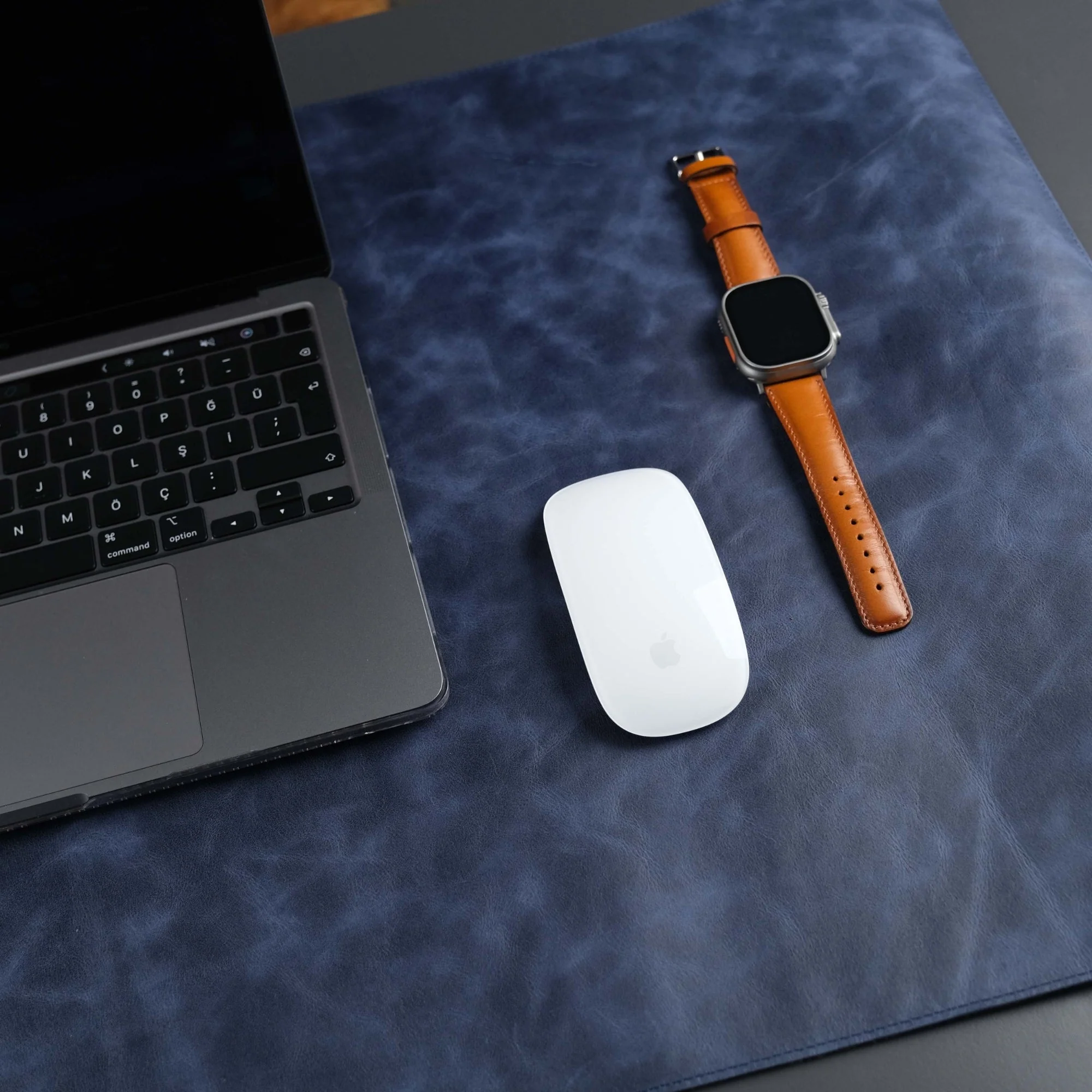 Jersey Navy Blue Leather Desk Pad for Office and Home - Image 5
