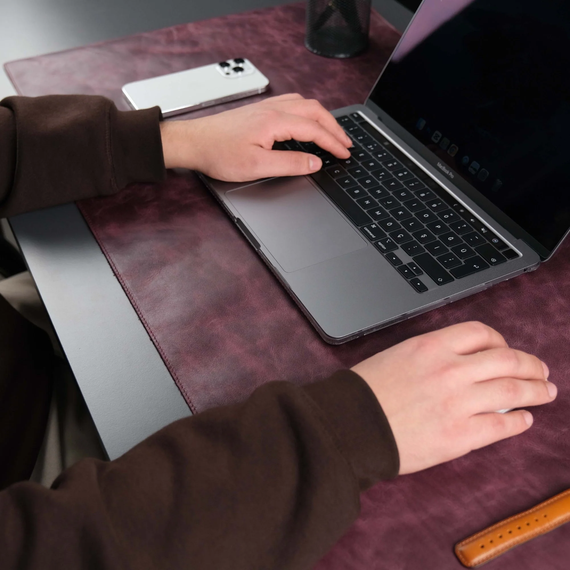 Jersey Purple Leather Desk Pad for Office and Home - Image 2