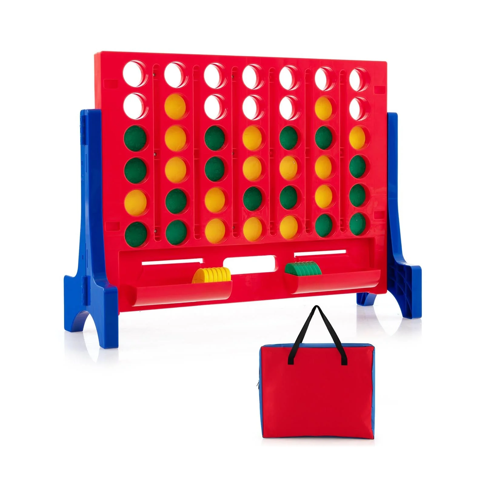 Jumbo 4-to-Score Connect Game Set with Carrying Bag and 42 Coins-Blue - Image 3