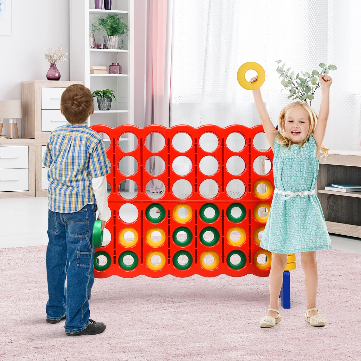 Jumbo 4-to-Score Giant Game Set with 42 Jumbo Rings and Quick-Release Slider-Blue - Image 2