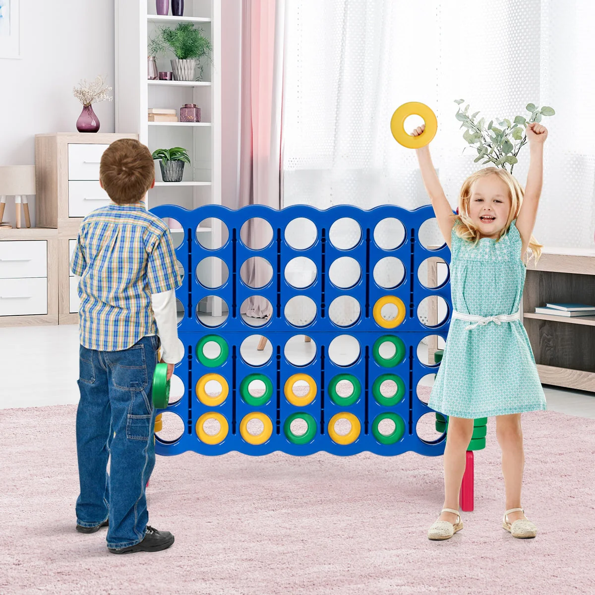 Jumbo 4-to-Score Giant Game Set with 42 Jumbo Rings and Quick-Release Slider-Red - Image 2