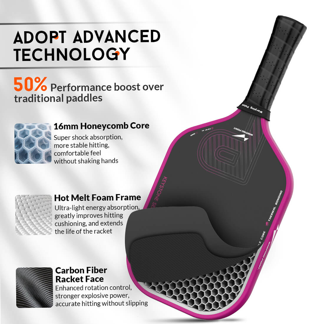 Keystone Pickleball Paddle - Rose Gold - Image 3