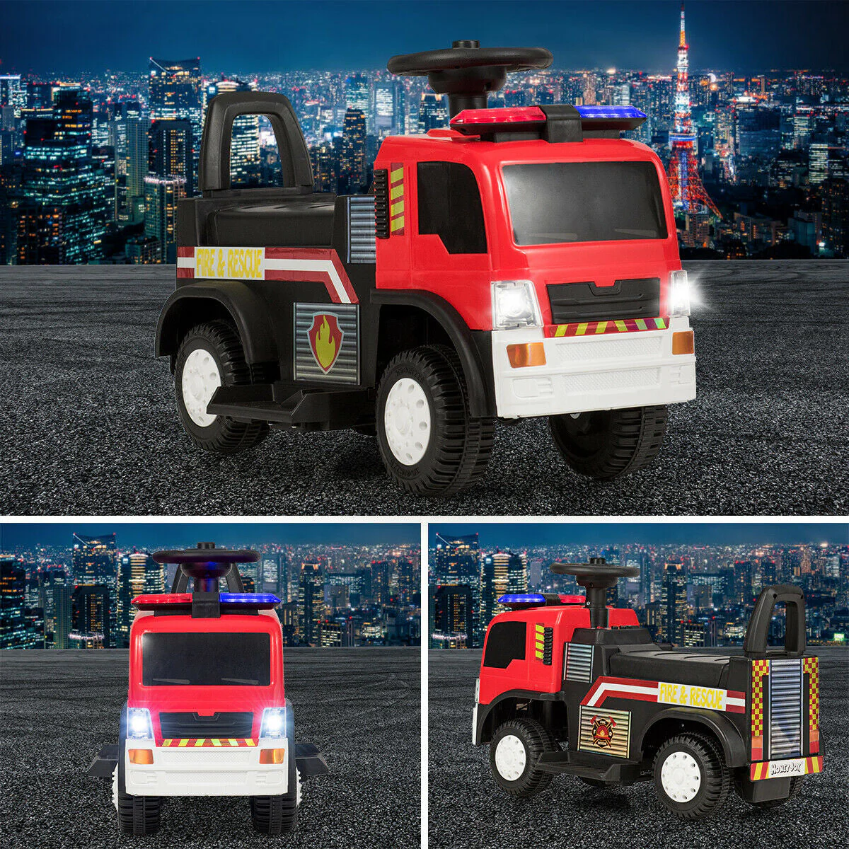 Kids 6V Battery Powered Electric Ride On Fire Truck - Image 6