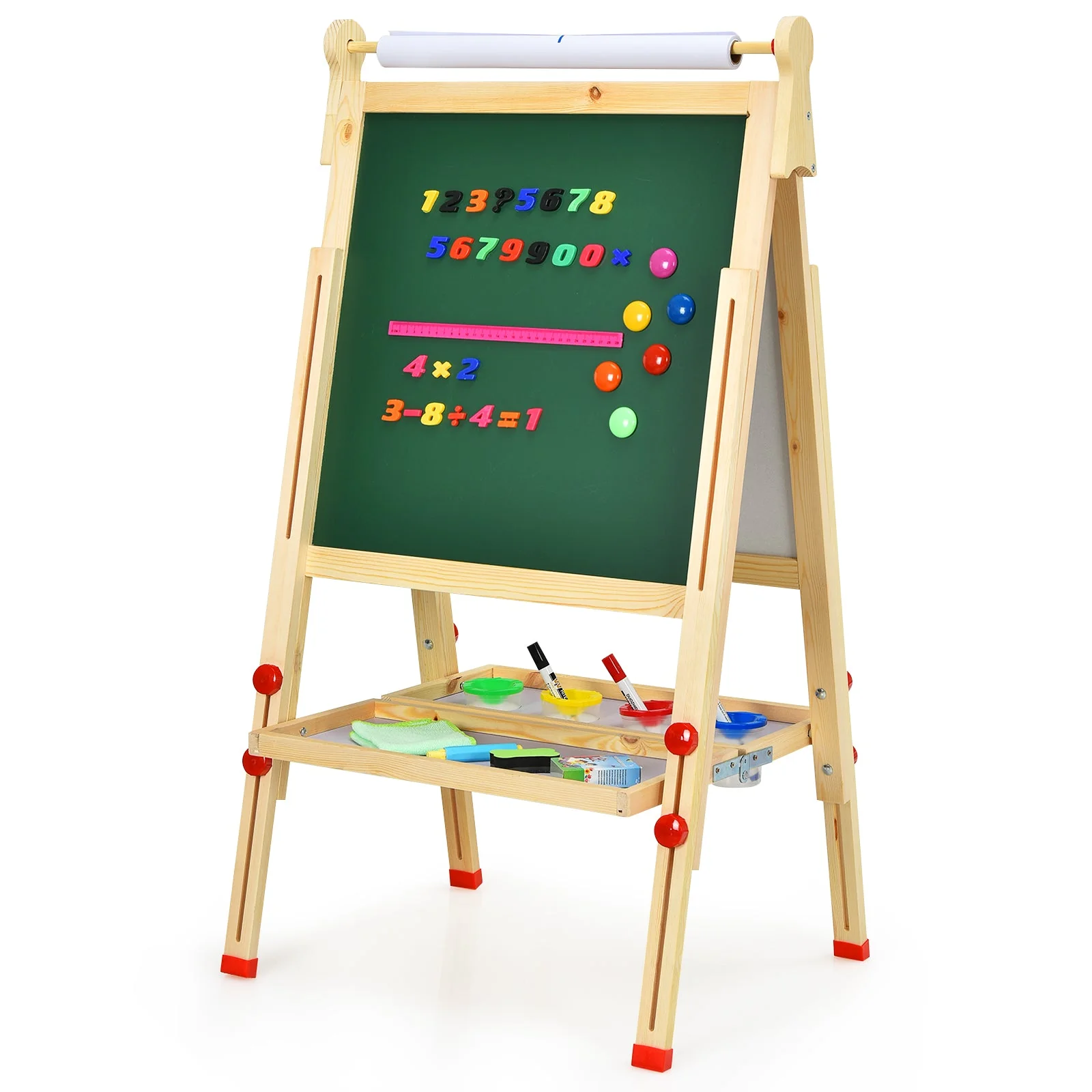 Kids Art Easel with Paper Roll Double-Sided Regulable Drawing Easel Plank - Image 4