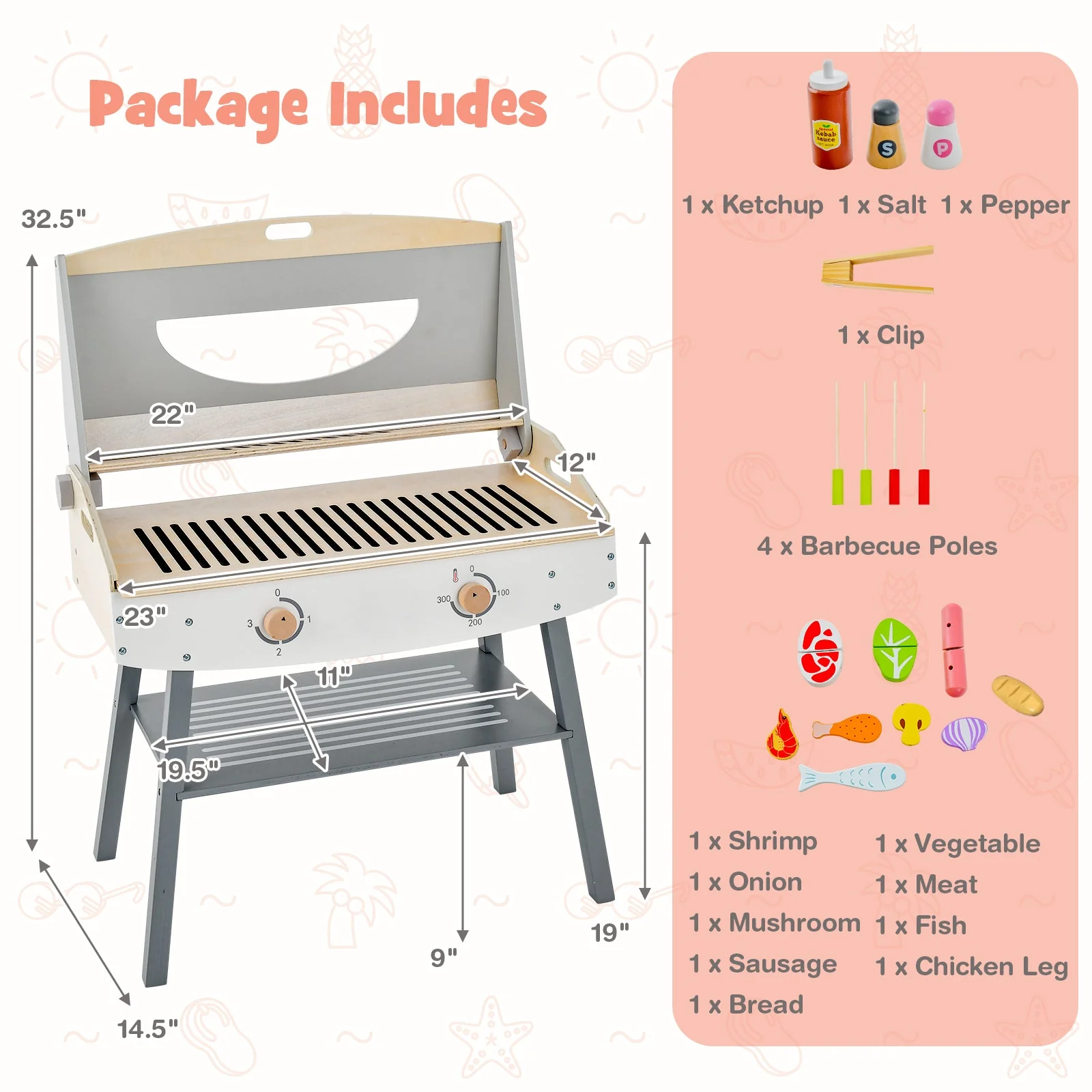 Kids Barbecue Grill Playset for Girls and Boys Aged 3+ - Image 5