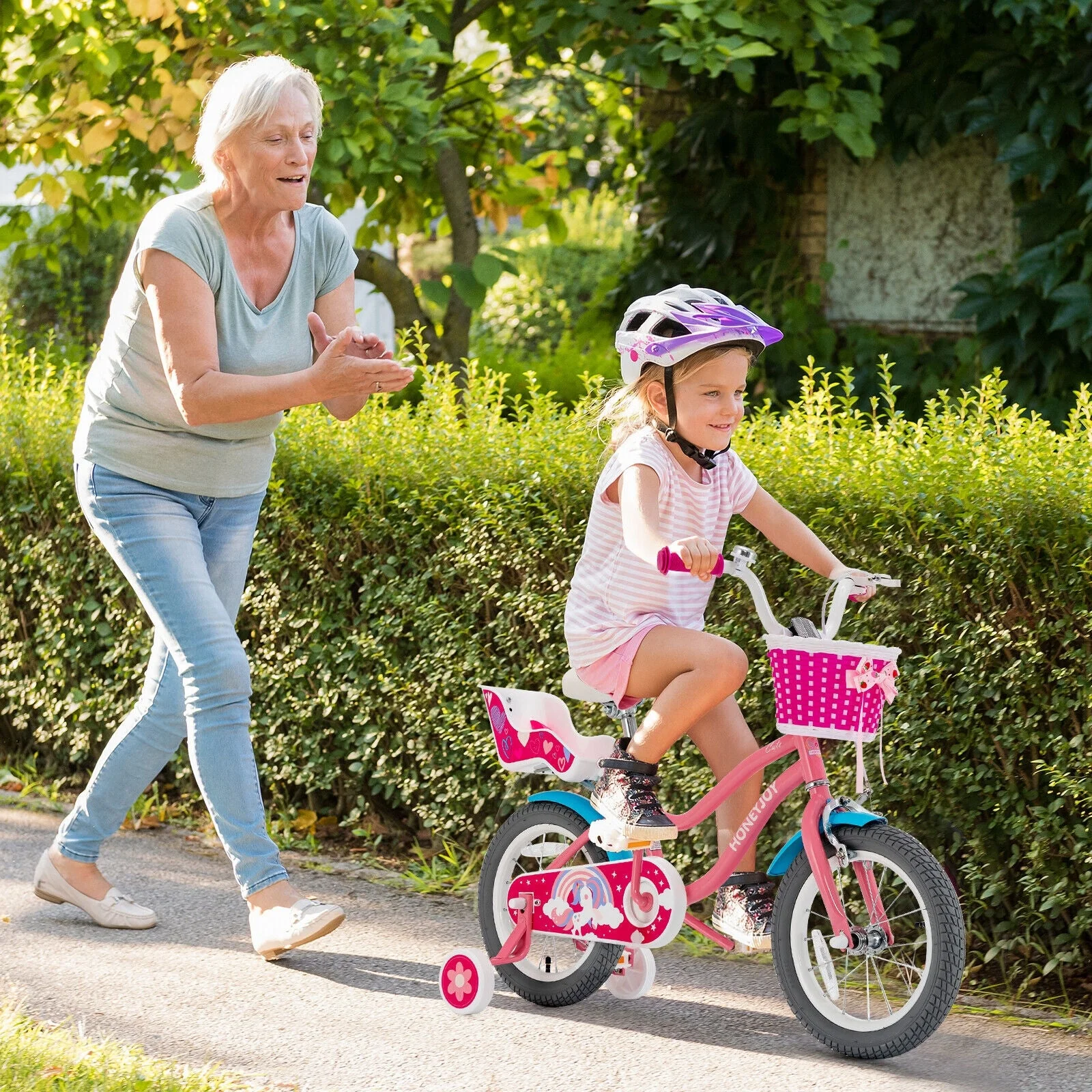 Kids Bicycle with Training Wheels and Basket for Boys and Girls Age 3-9 Years-14 inches - Image 2