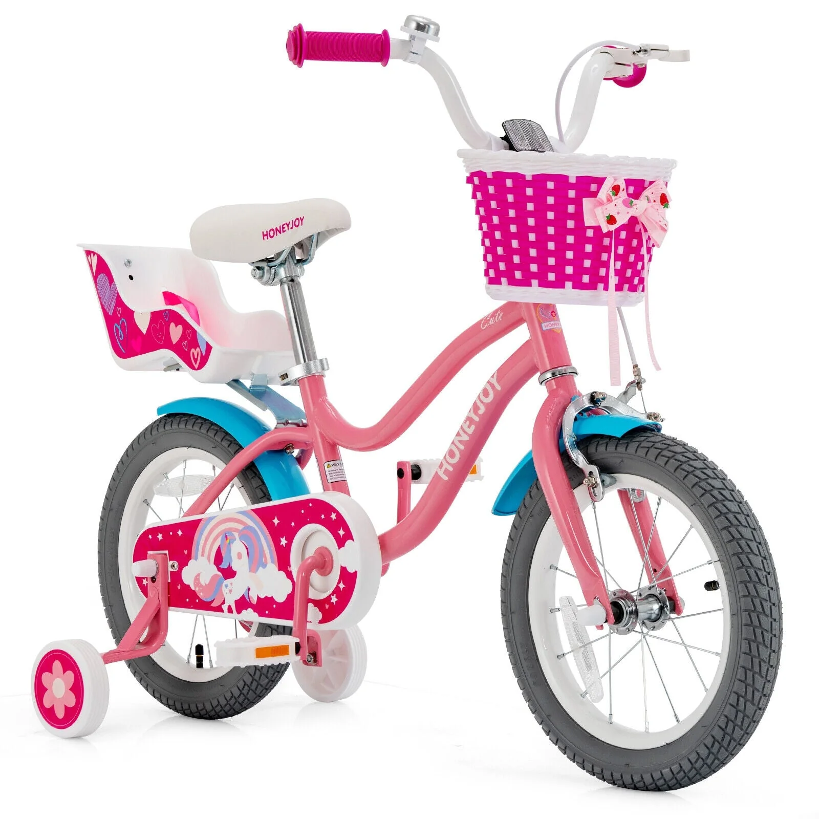 Kids Bicycle with Training Wheels and Basket for Boys and Girls Age 3-9 Years-14 inches - Image 3