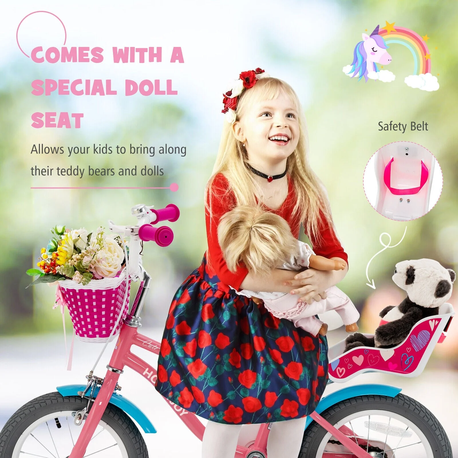 Kids Bicycle with Training Wheels and Basket for Boys and Girls Age 3-9 Years-14 inches - Image 6