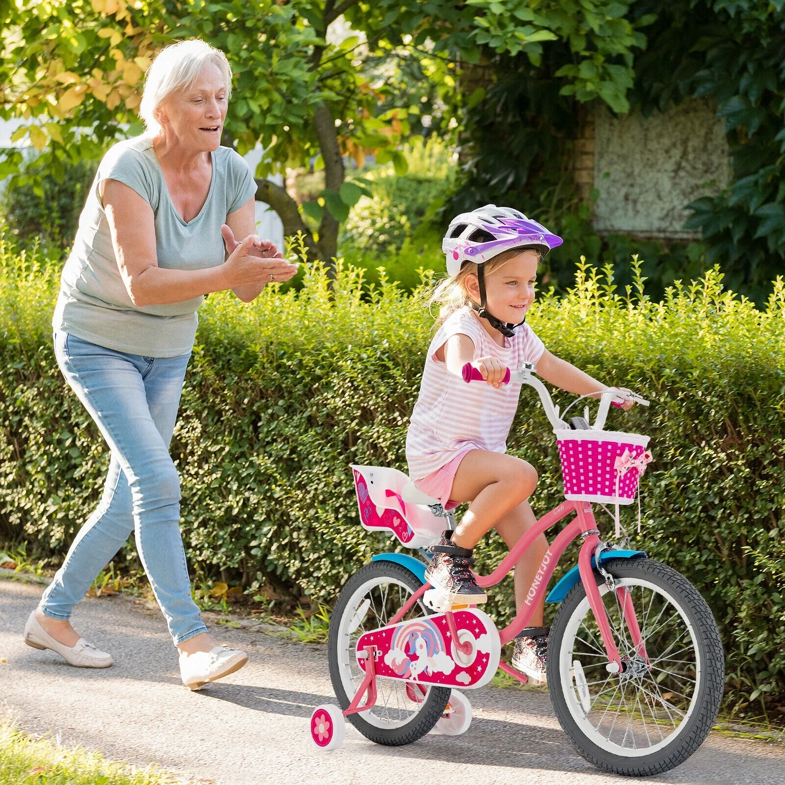 Kids Bicycle with Training Wheels and Basket for Boys and Girls Age 3-9 Years-18 inches - Image 2
