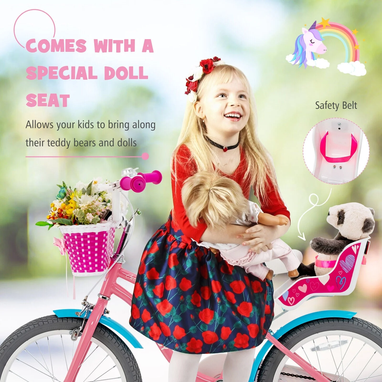 Kids Bicycle with Training Wheels and Basket for Boys and Girls Age 3-9 Years-18 inches - Image 6