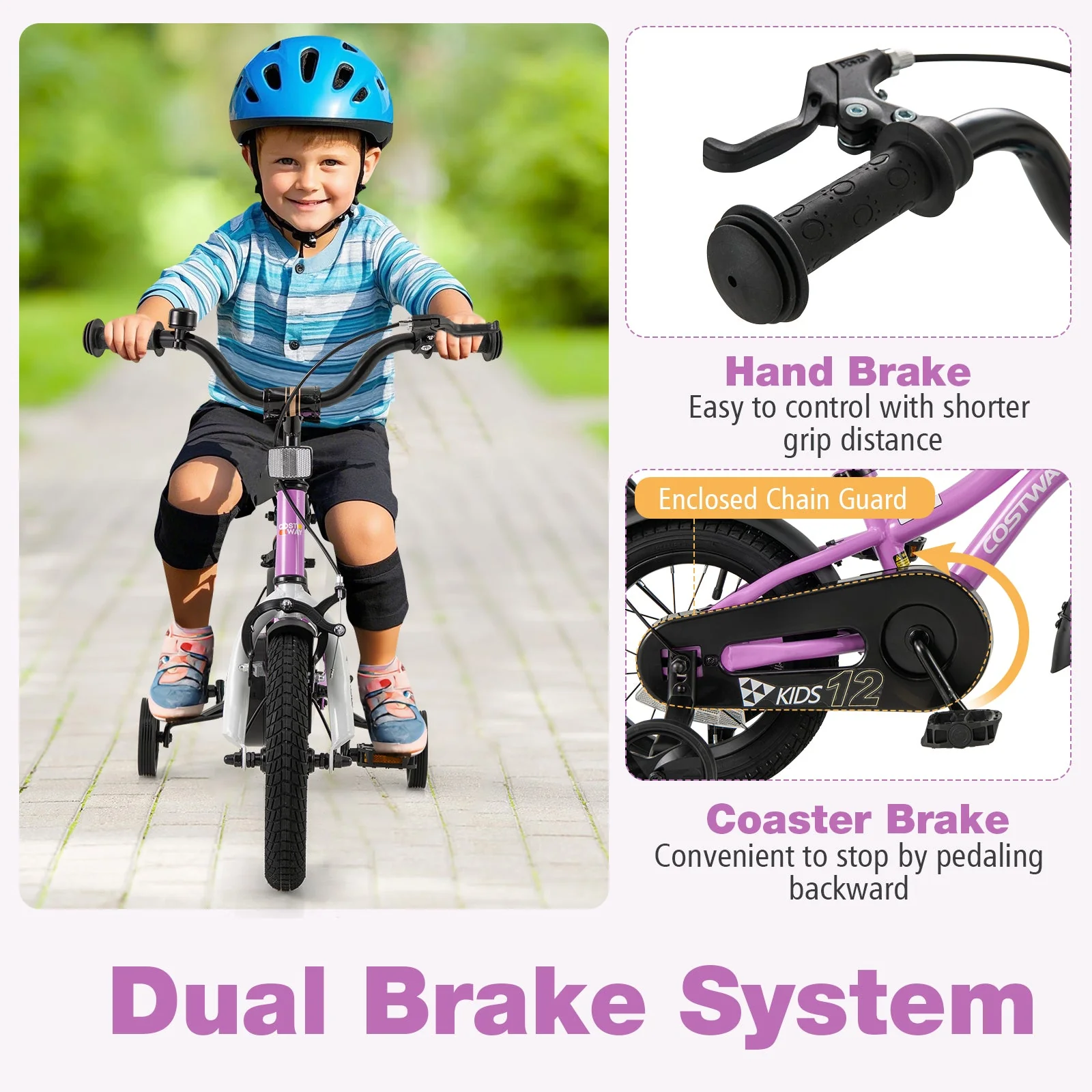 Kids Bike 12-Inch Children Training Bicycle with 2 Brake for 3-4 Years Old - Image 5
