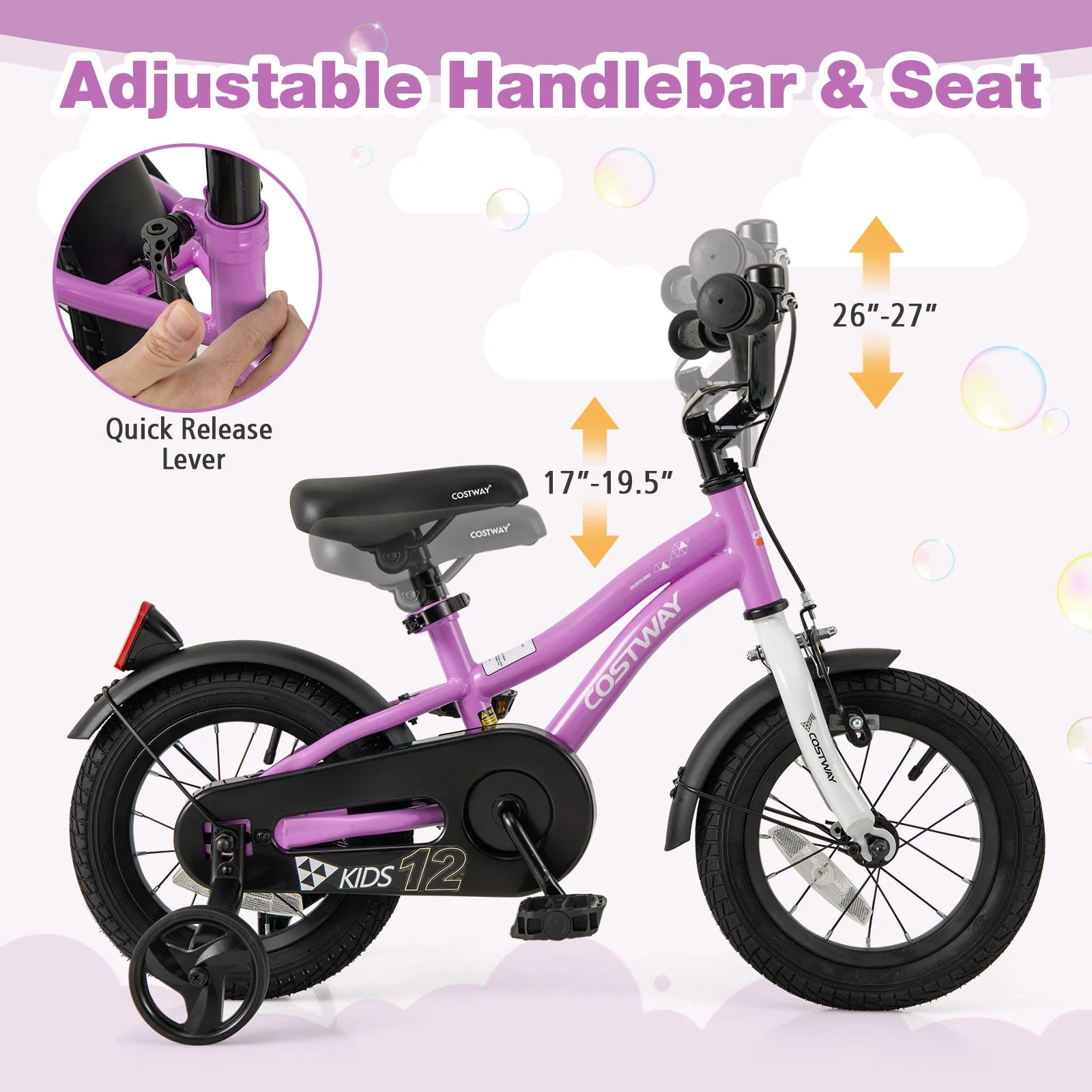 Kids Bike 12-Inch Children Training Bicycle with 2 Brake for 3-4 Years Old - Image 6
