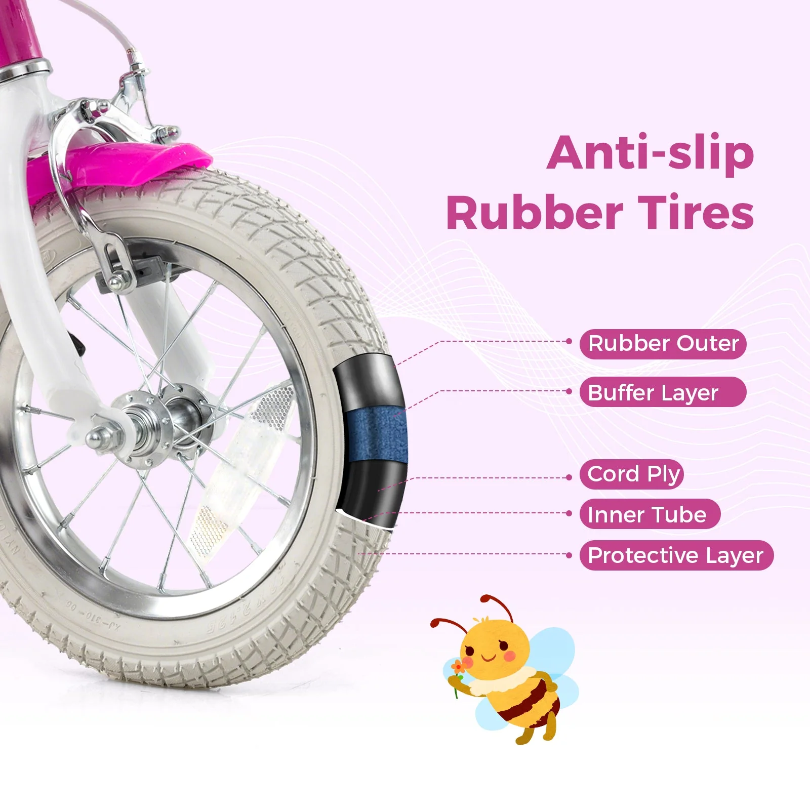 Kids Bike 12 Inch with Training Wheels and 2 Brake System for 3-4 Years Old - Image 8