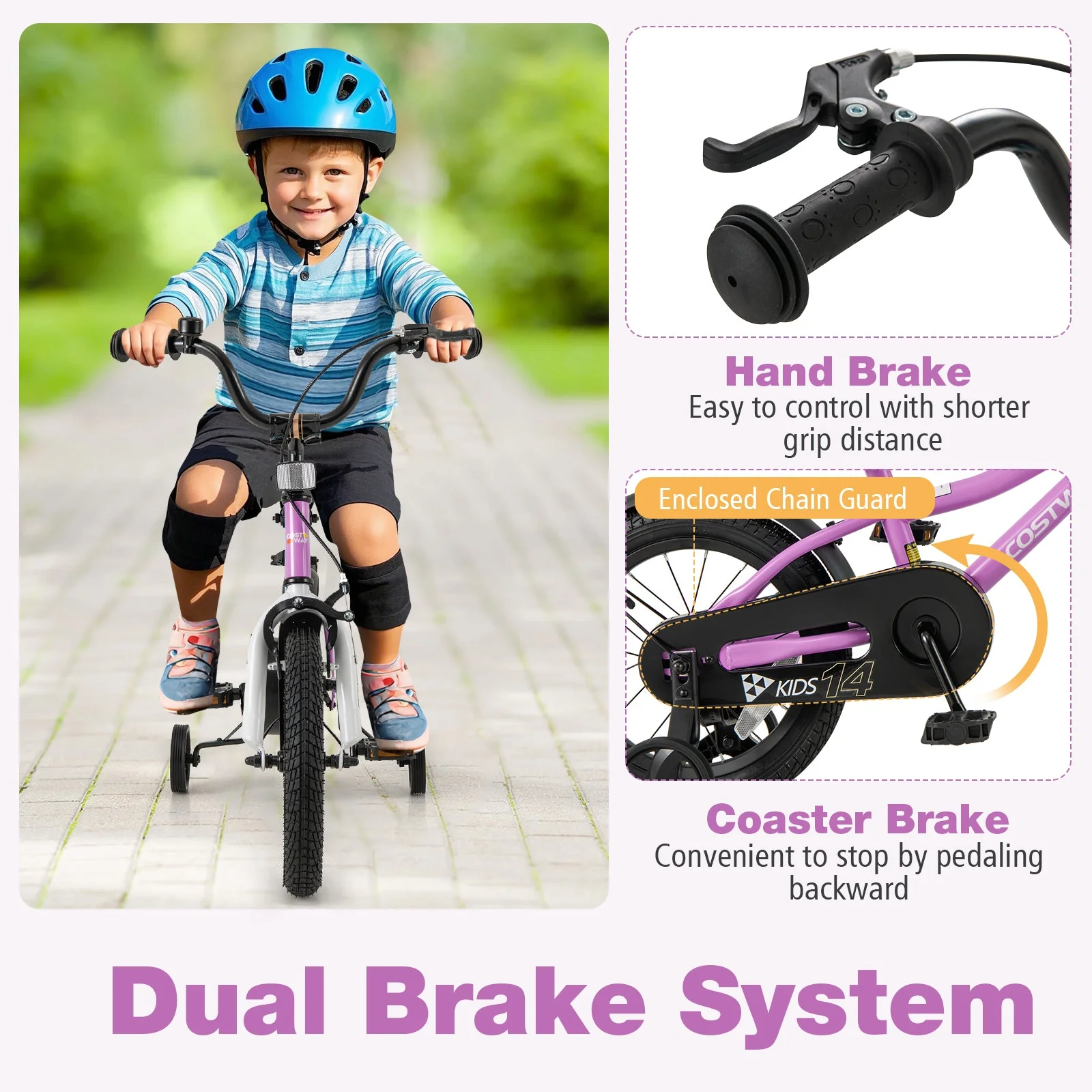 Kids Bike 14-Inch Children Training Bicycle with 2 Brake for 3-5 Years Old - Image 6