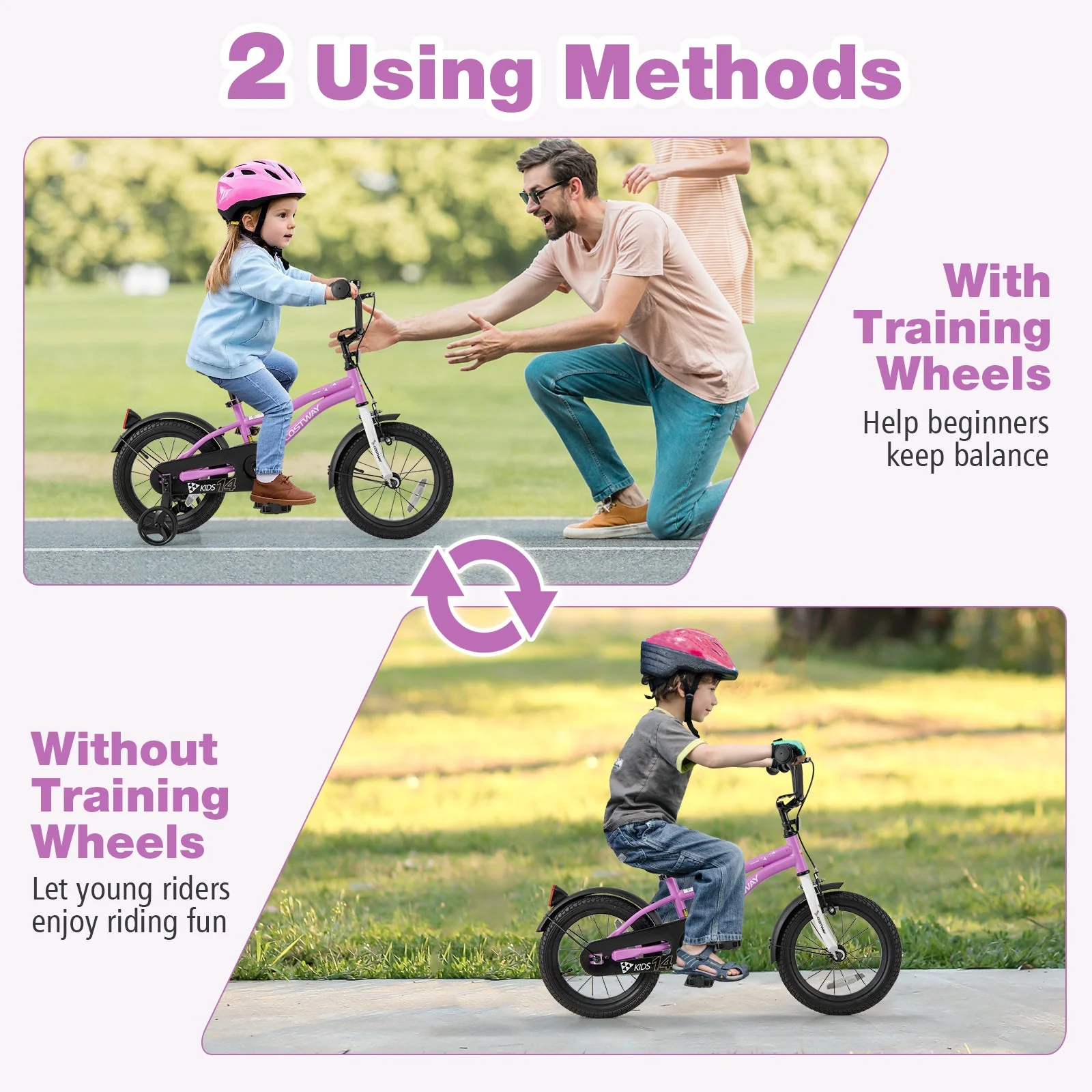 Kids Bike 14-Inch Children Training Bicycle with 2 Brake for 3-5 Years Old - Image 7