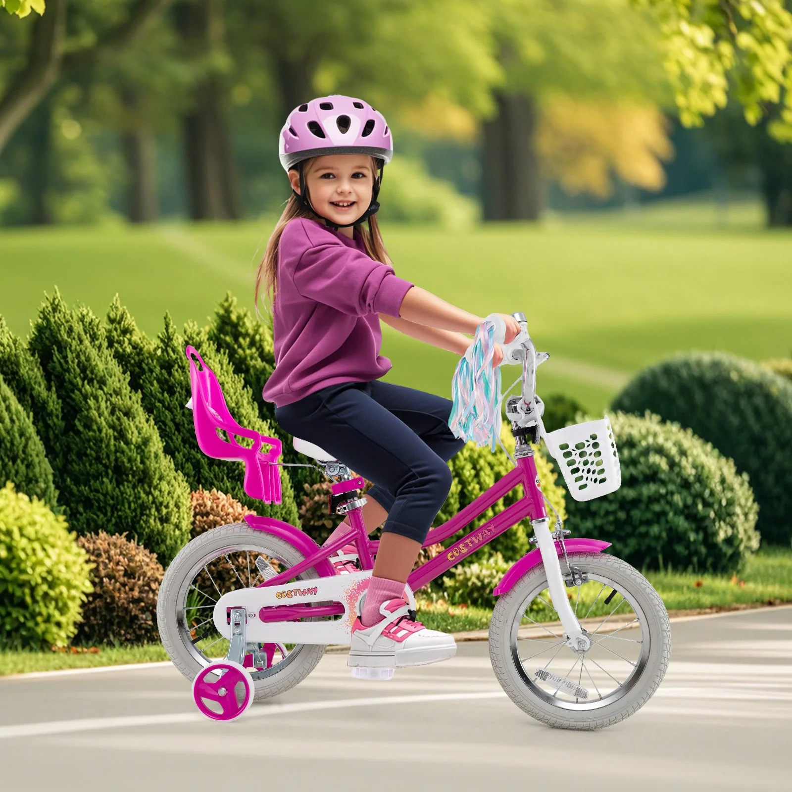 Kids Bike 14 Inch with Training Wheels and 2 Brake System for 3-5 Years Old - Image 2