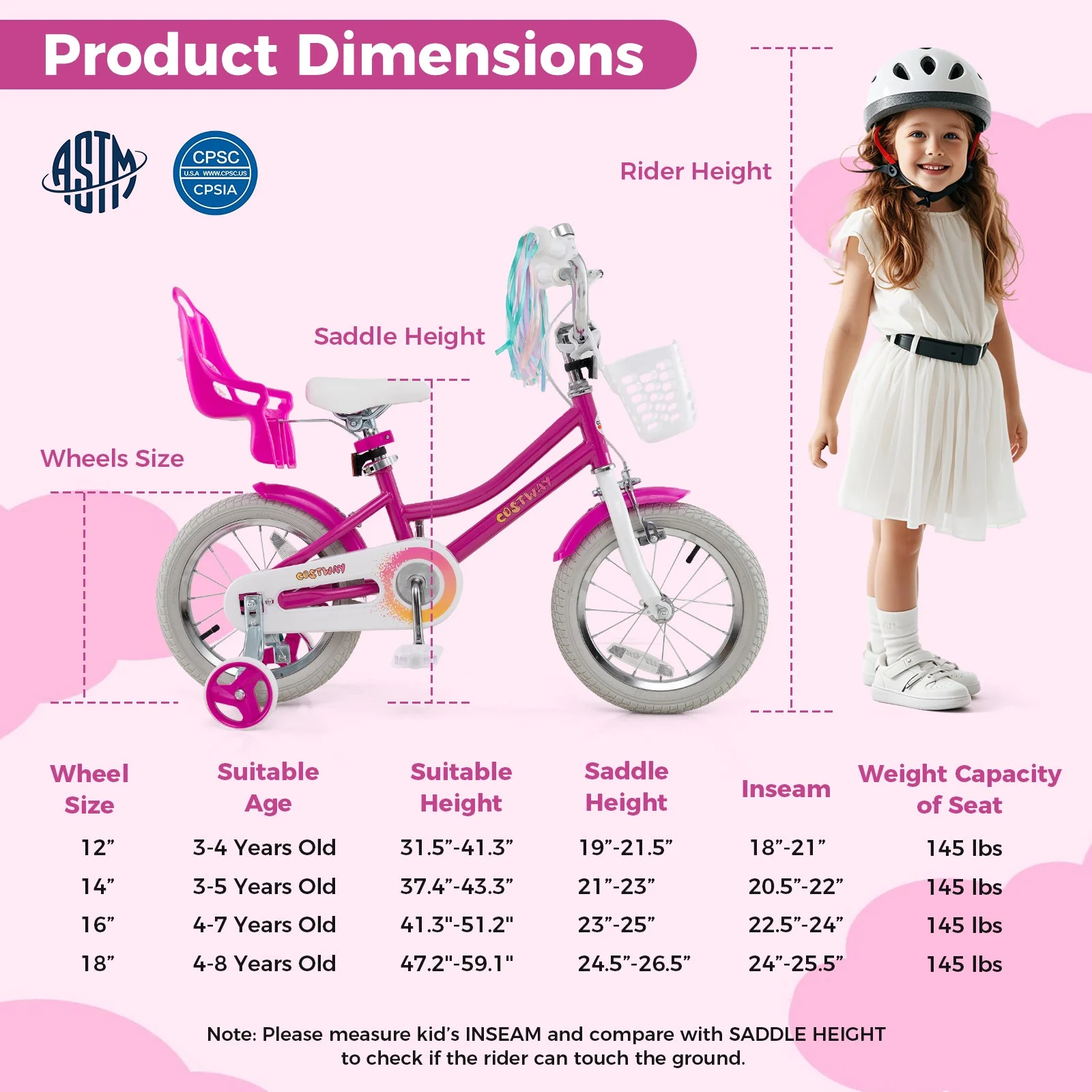 Kids Bike 14 Inch with Training Wheels and 2 Brake System for 3-5 Years Old - Image 4