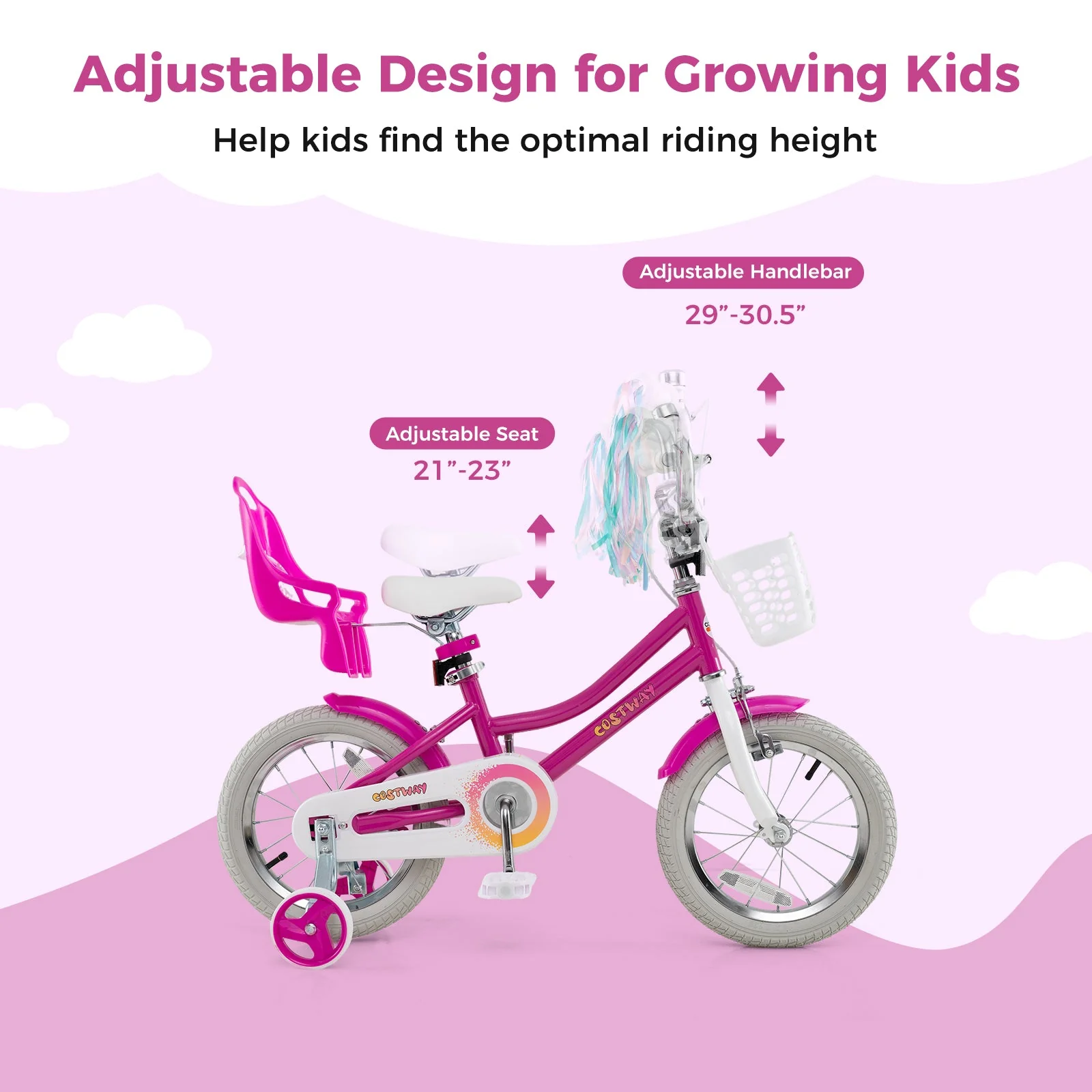 Kids Bike 14 Inch with Training Wheels and 2 Brake System for 3-5 Years Old - Image 5