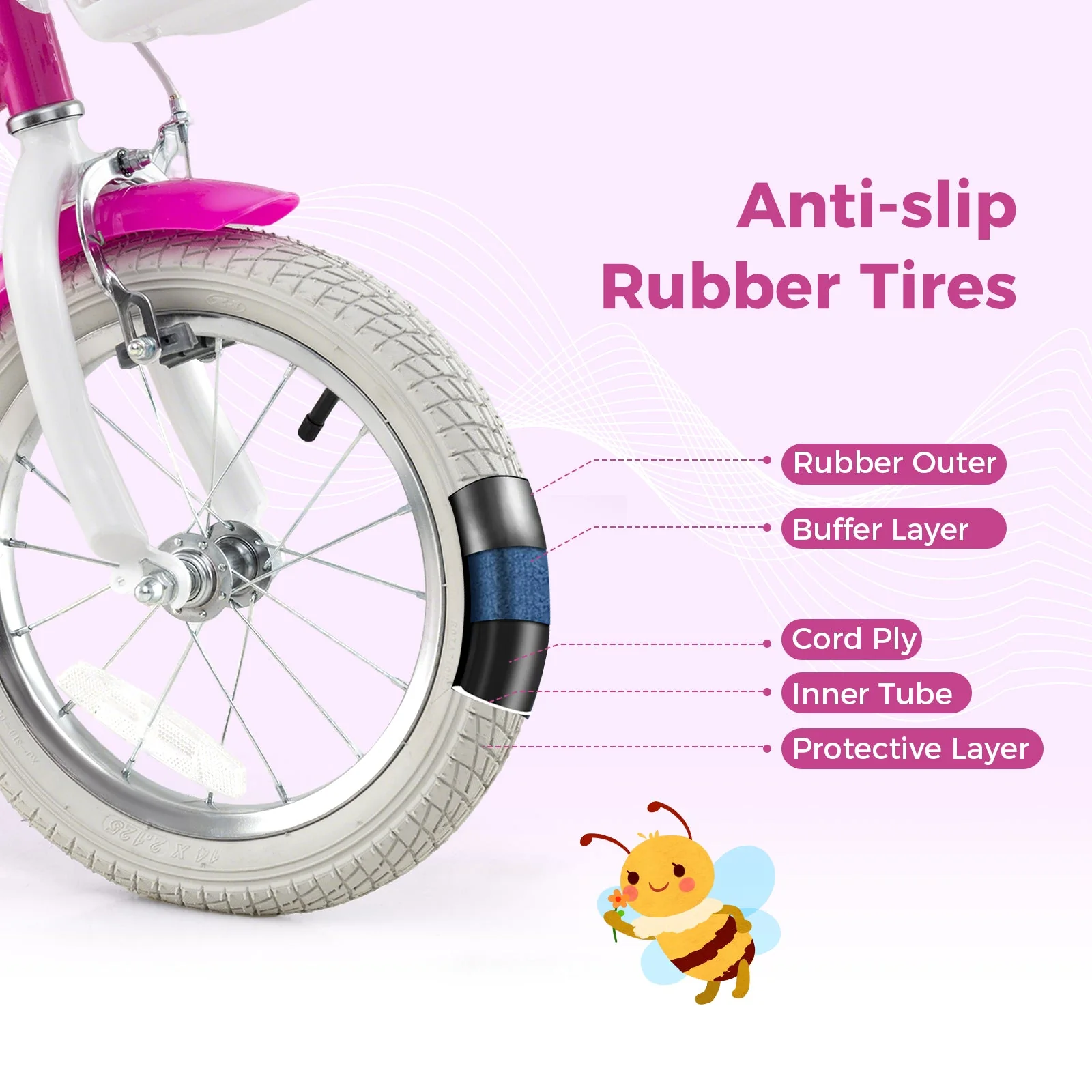 Kids Bike 14 Inch with Training Wheels and 2 Brake System for 3-5 Years Old - Image 7