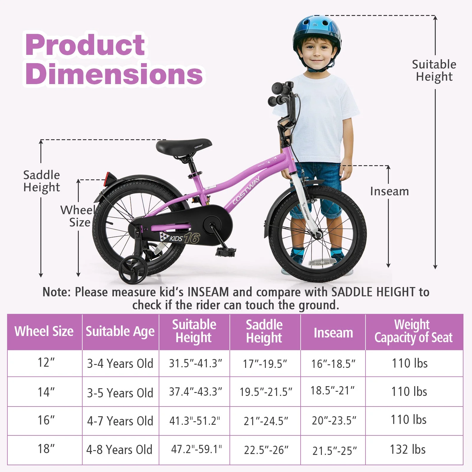 Kids Bike 16-Inch Children Training Bicycle with 2 Brake for 4-7 Years Old - Image 4