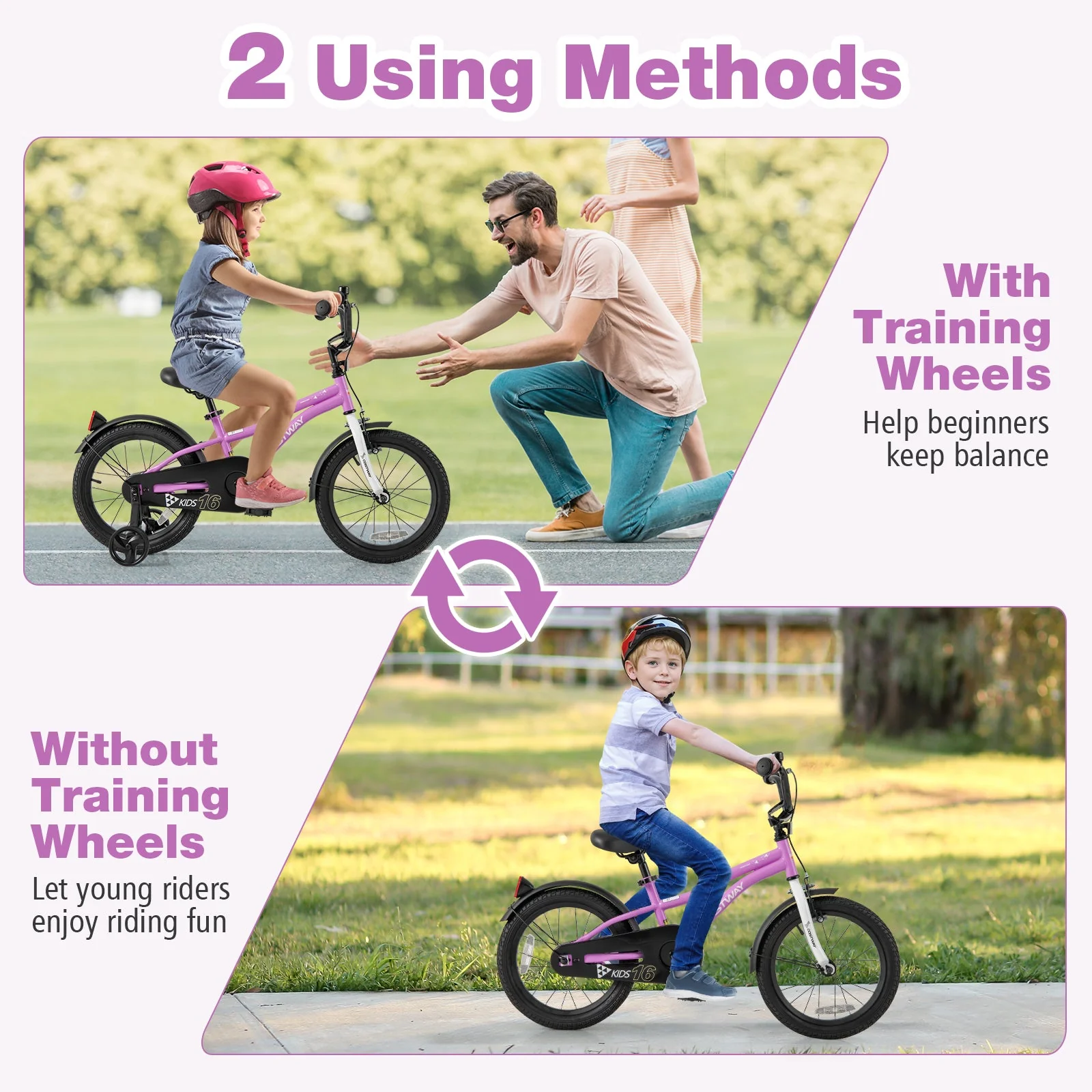 Kids Bike 16-Inch Children Training Bicycle with 2 Brake for 4-7 Years Old - Image 6