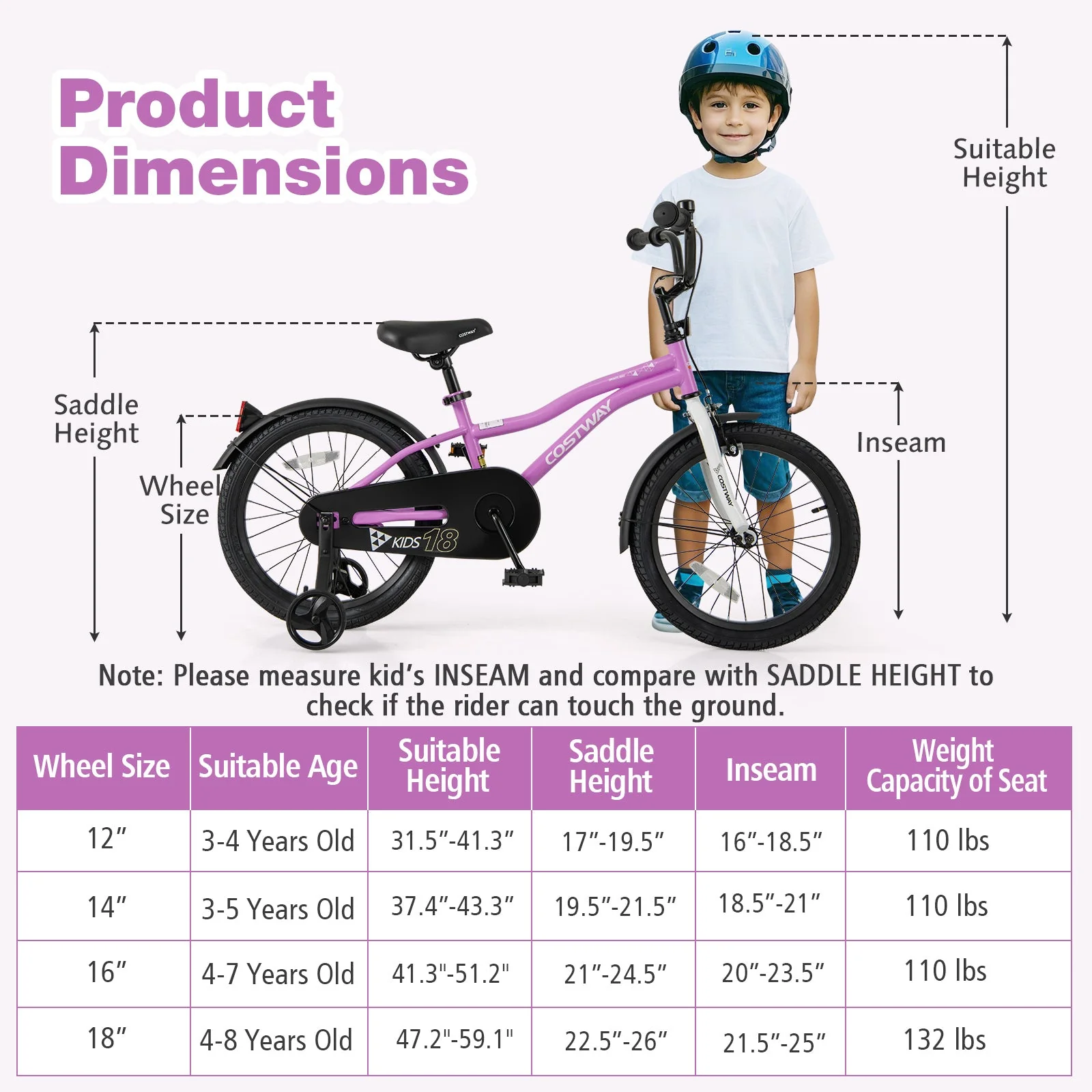 Kids Bike 18-Inch Children Training Bicycle with 2 Brake for 4-8 Years Old - Image 4