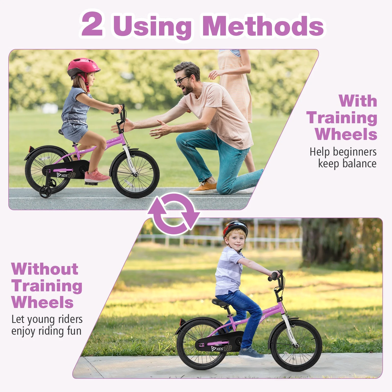 Kids Bike 18-Inch Children Training Bicycle with 2 Brake for 4-8 Years Old - Image 7