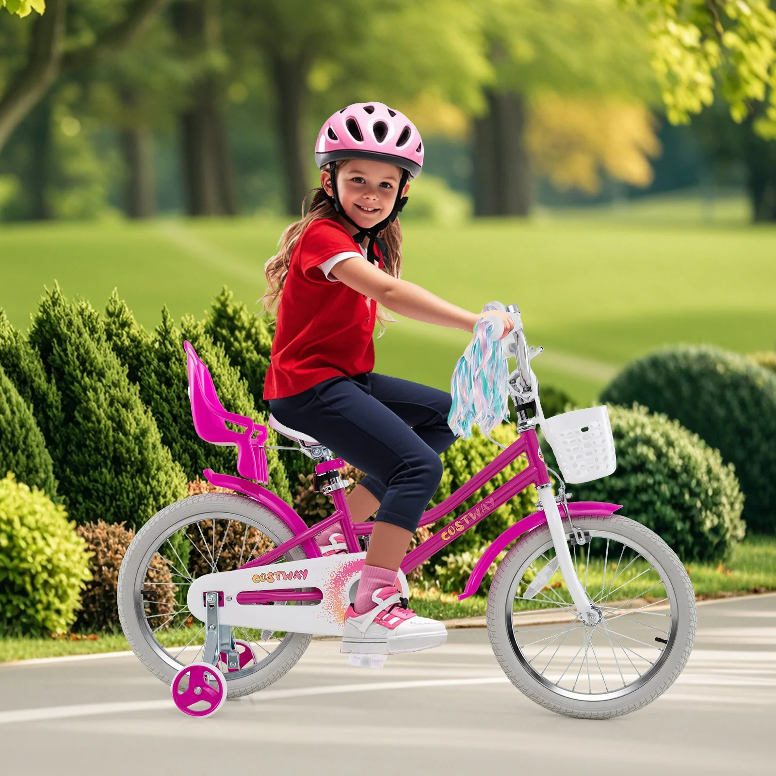 Kids Bike 18 Inch with Training Wheels and 2 Brake System for 4-8 Years Old - Image 2