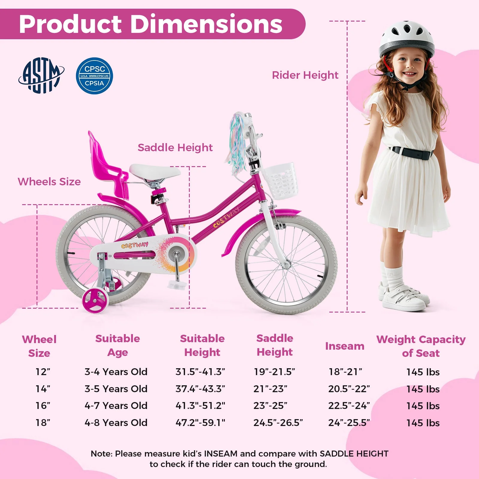 Kids Bike 18 Inch with Training Wheels and 2 Brake System for 4-8 Years Old - Image 4