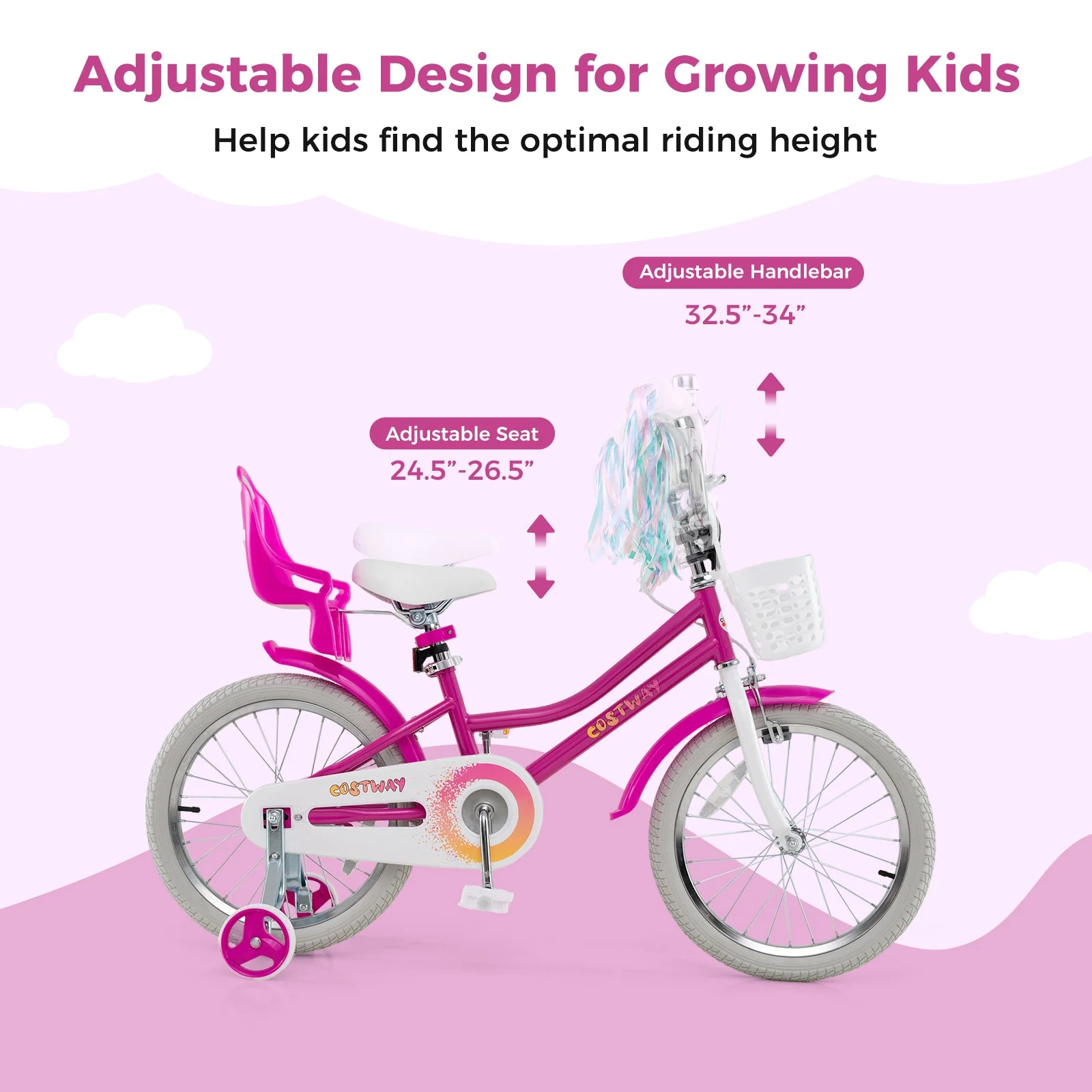 Kids Bike 18 Inch with Training Wheels and 2 Brake System for 4-8 Years Old - Image 6
