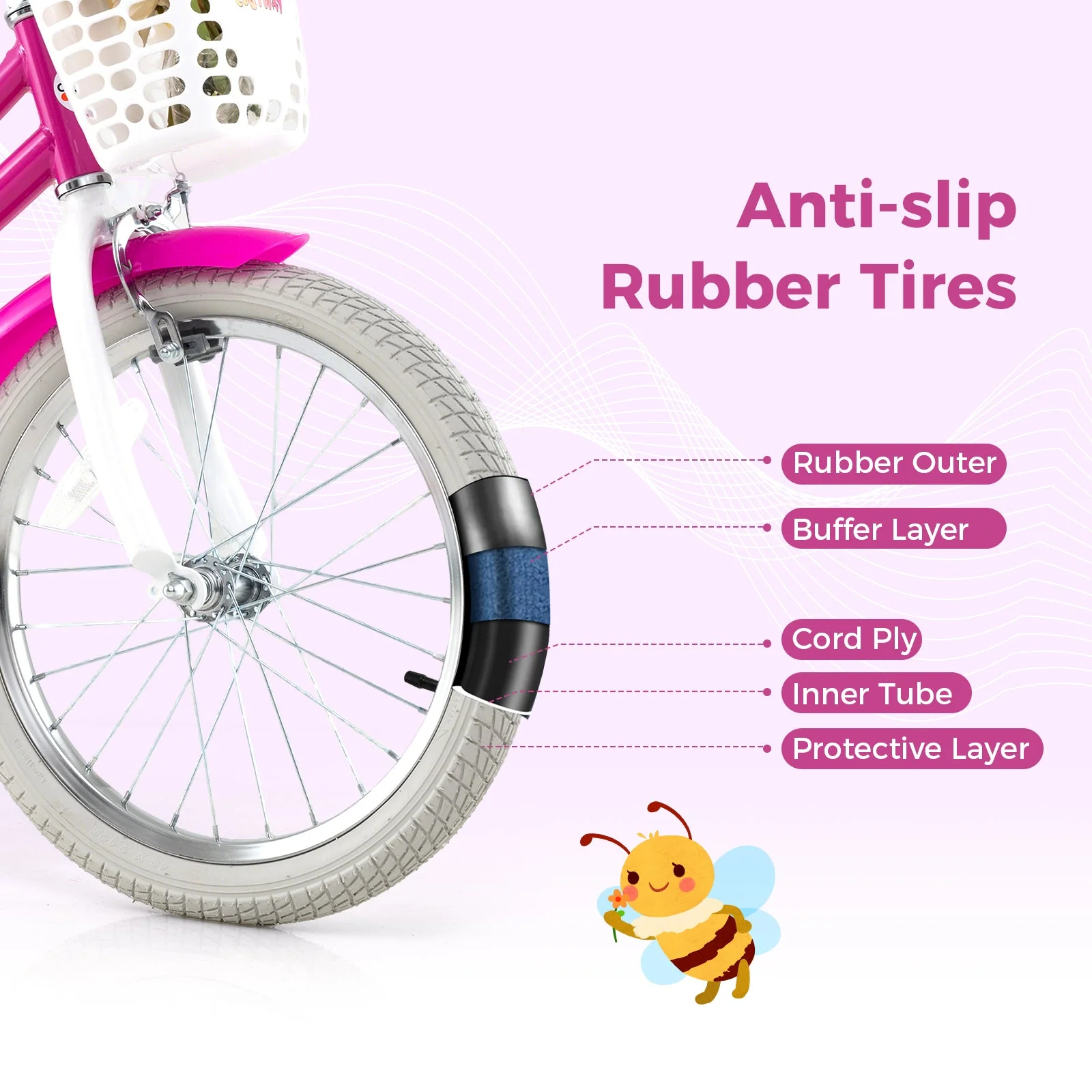 Kids Bike 18 Inch with Training Wheels and 2 Brake System for 4-8 Years Old - Image 7