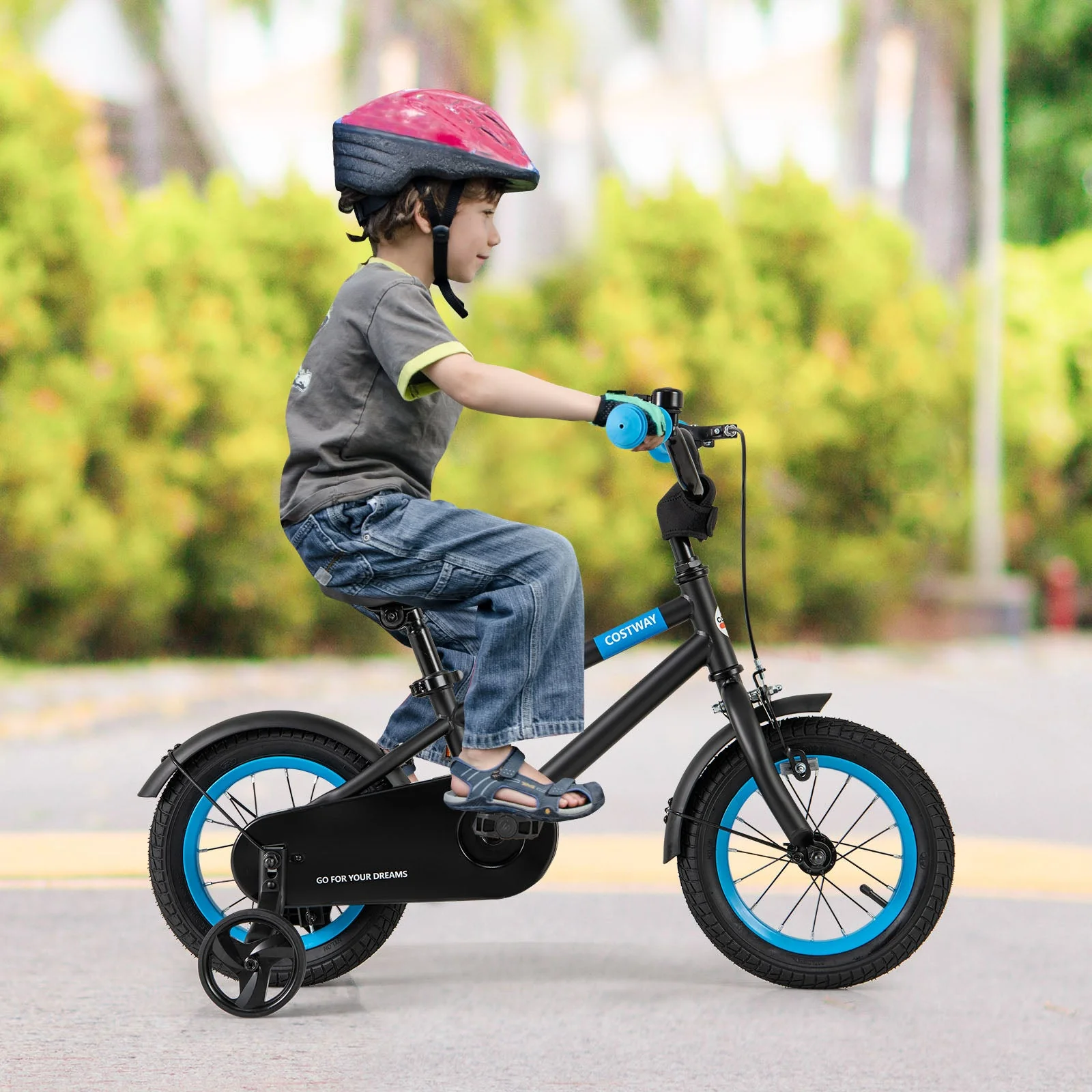 Kids Bike with Adjustable Handlebar and Saddle Black-12 Inches - Image 2